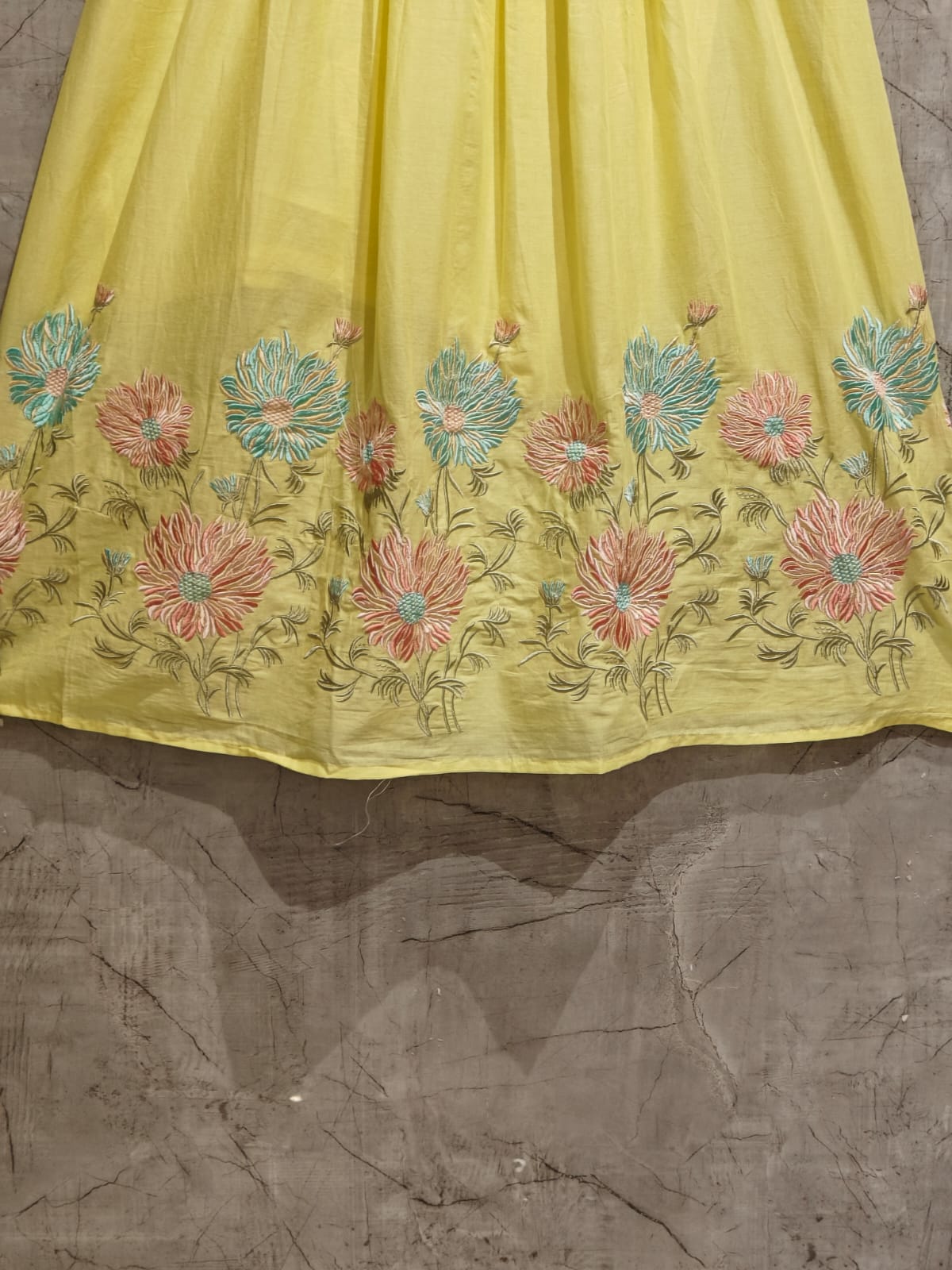 "Sana" Lemon Yellow Soft Mul Cotton in Boutique style embroidery 3pcs Kurtha suit