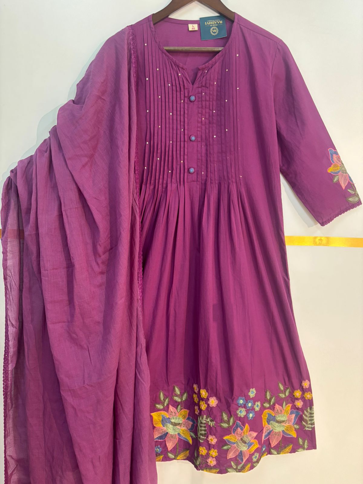 Purple Mul Cotton Anarkali Kurtha 347