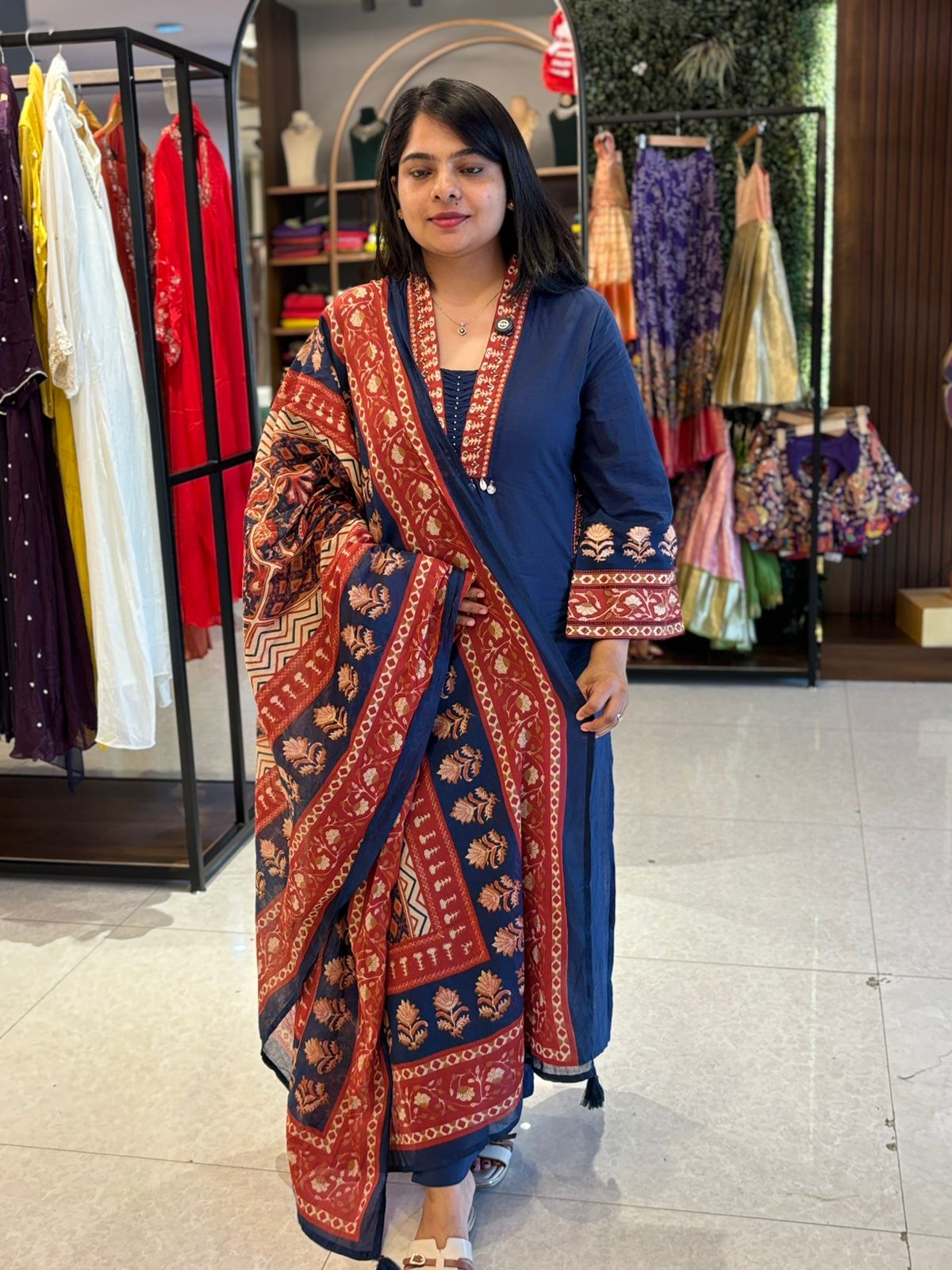 Blue Cotton Straight Fit Kurtha 59