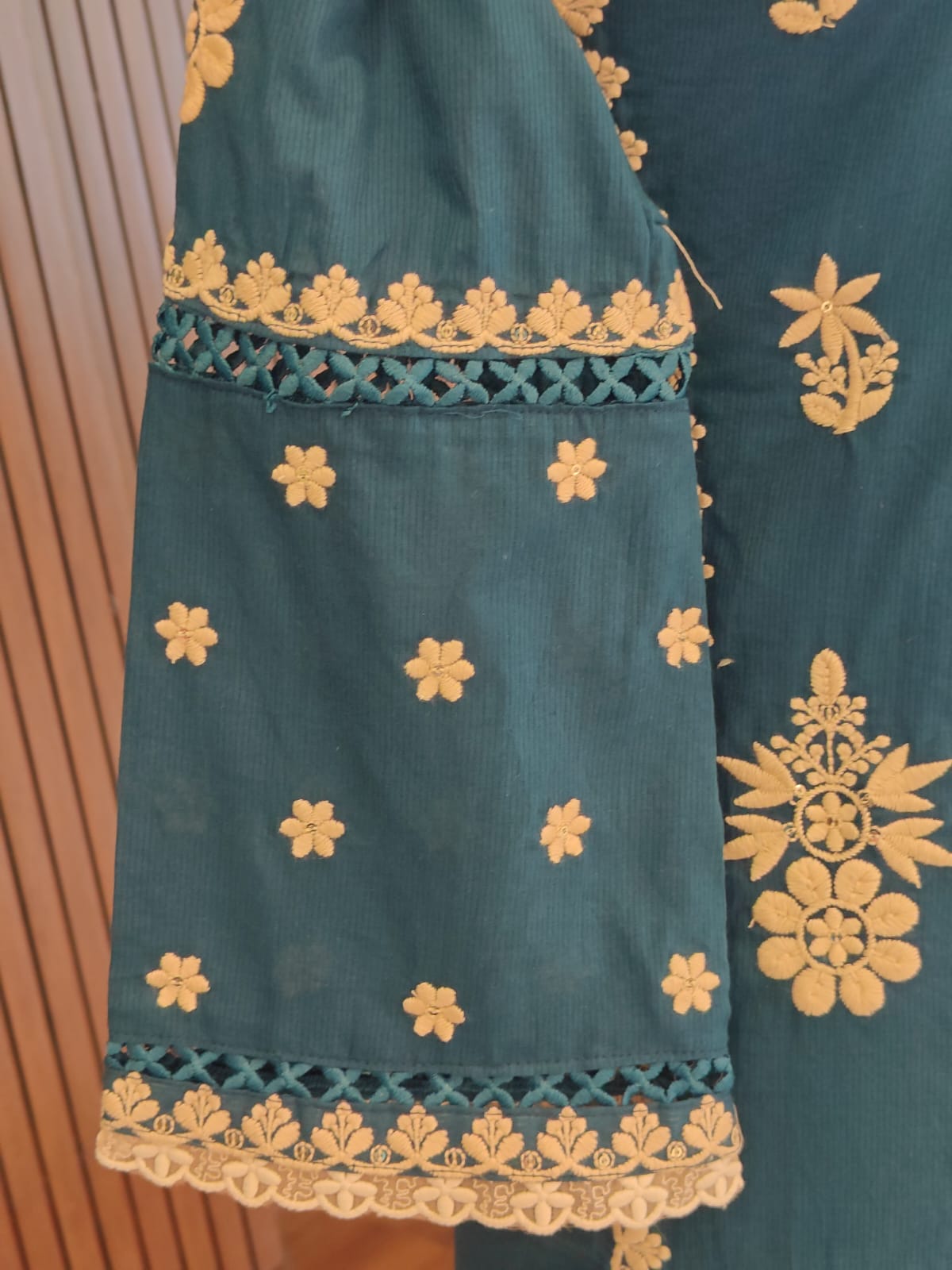 Navy Blue Mul Cotton Chikankari Work Straight Fit Kurtha 196