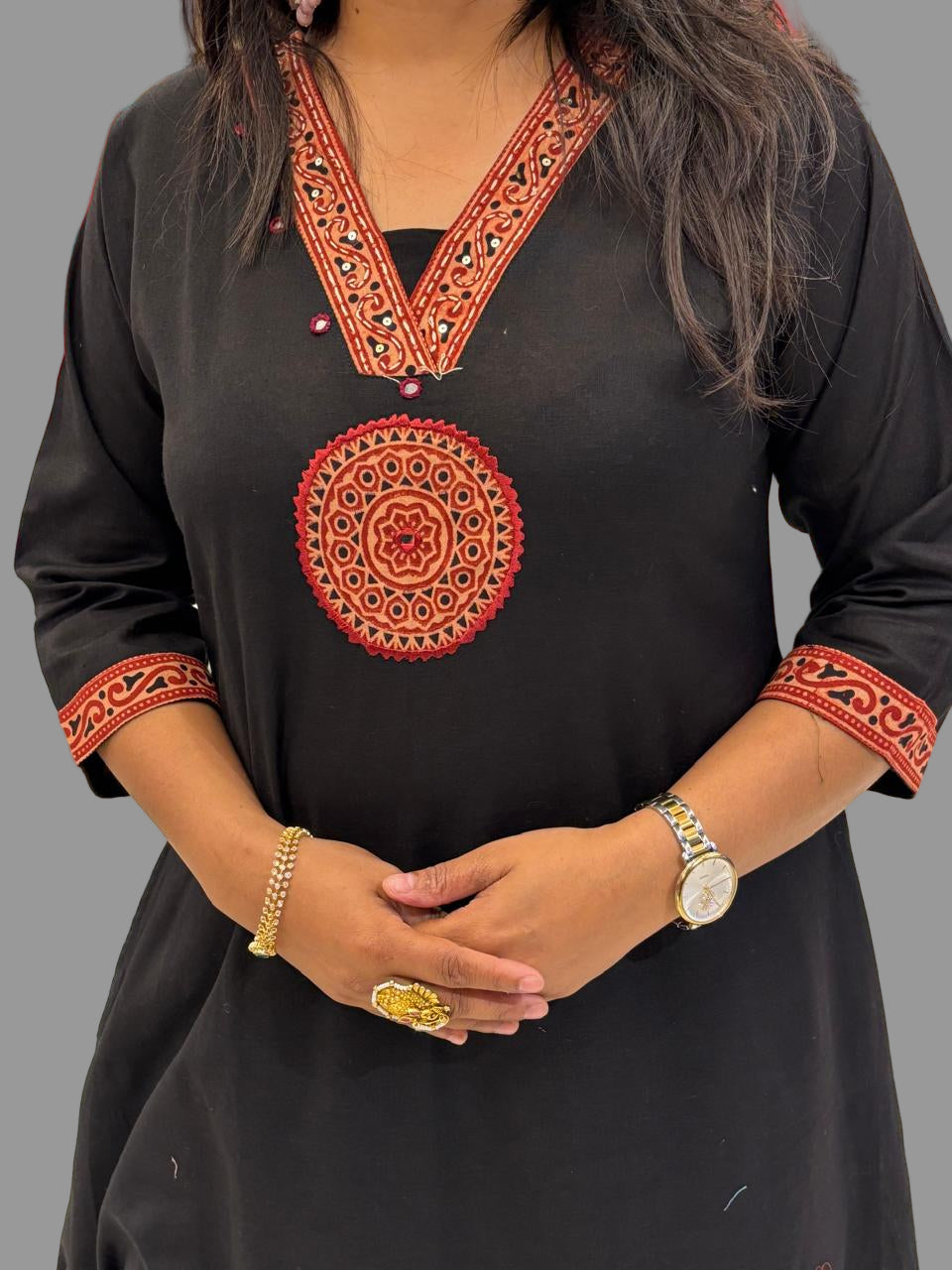 Black Cotton Hand Embroidery Cord Set 646