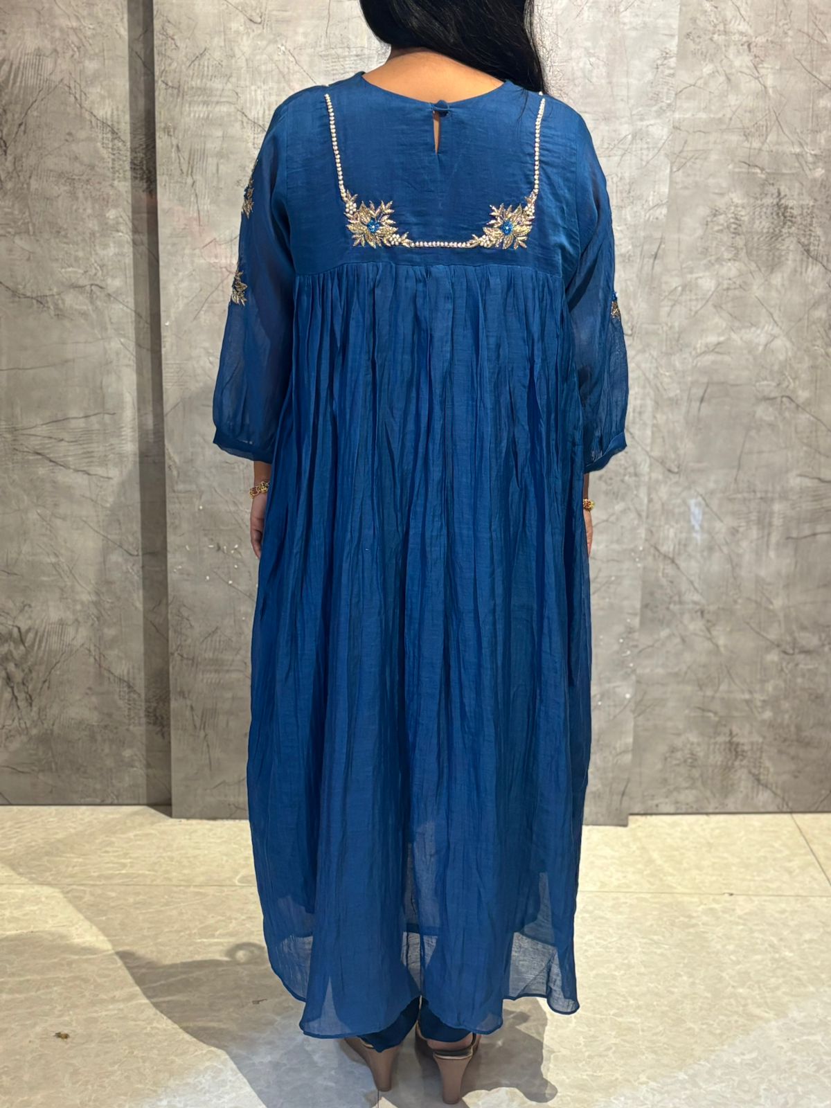 "Mia" Blue Mul Chanderi Cord Set