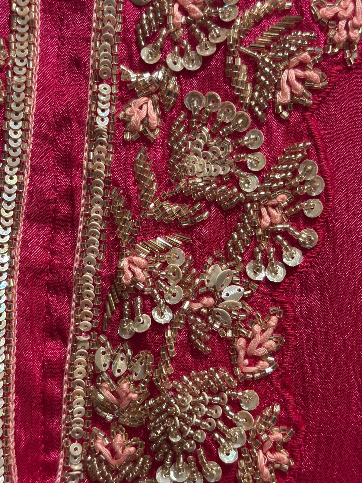 Pink Anarkali Chinnon Hand Embroidery Kurtha 567