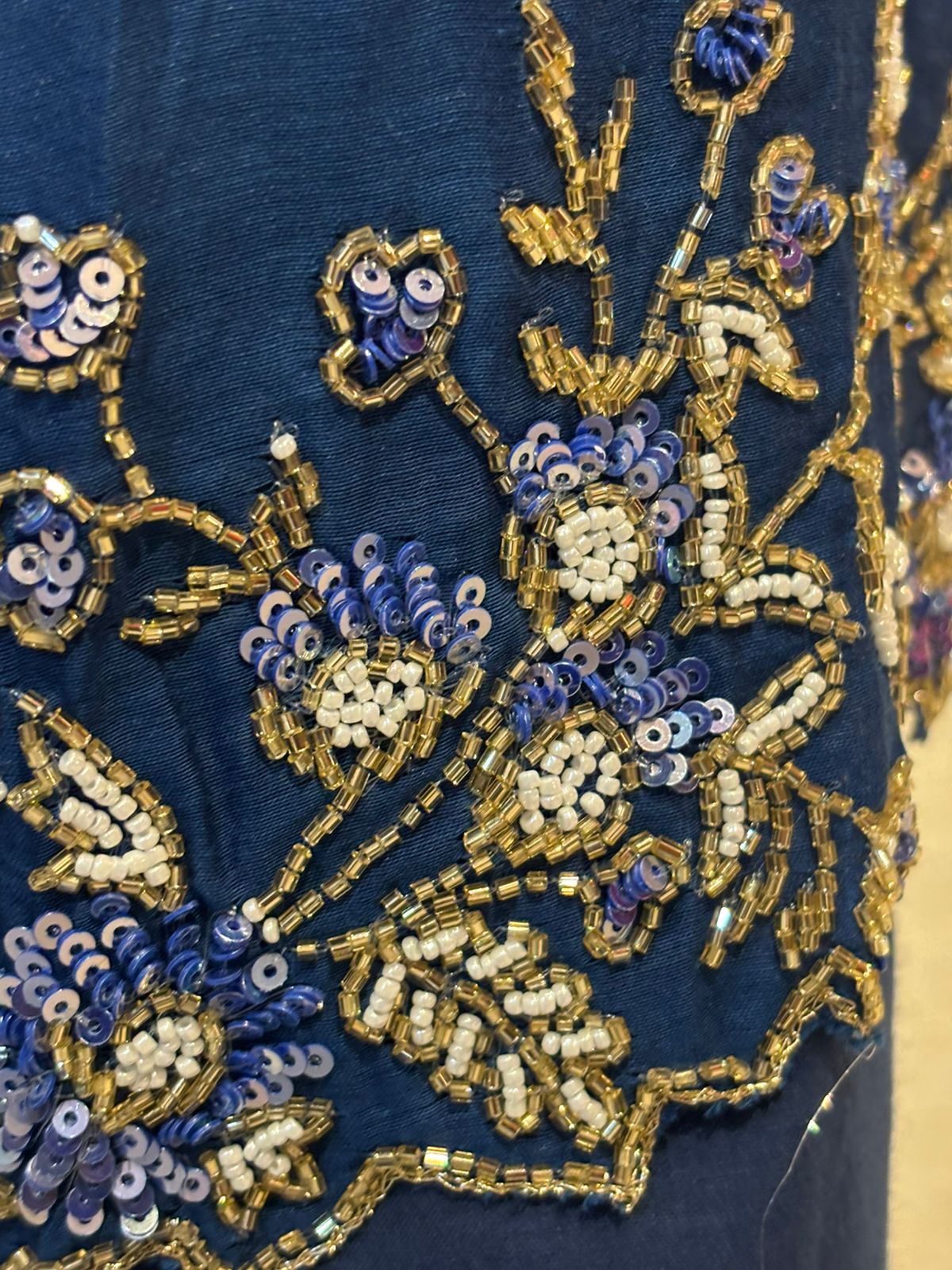 Blue Mul Chanderi Hand Embroidery Anarkali Kurtha 131