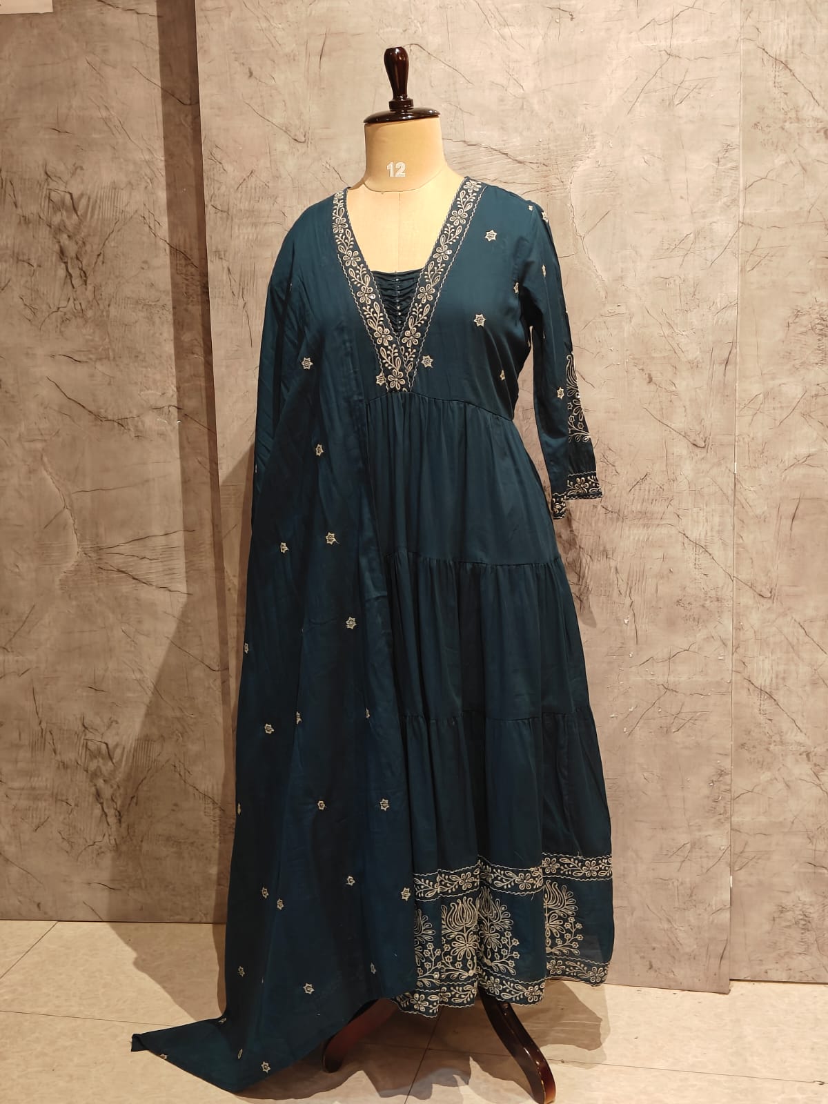 Navy Blue Cotton Thread Embroiedry Anarkali  Kurtha