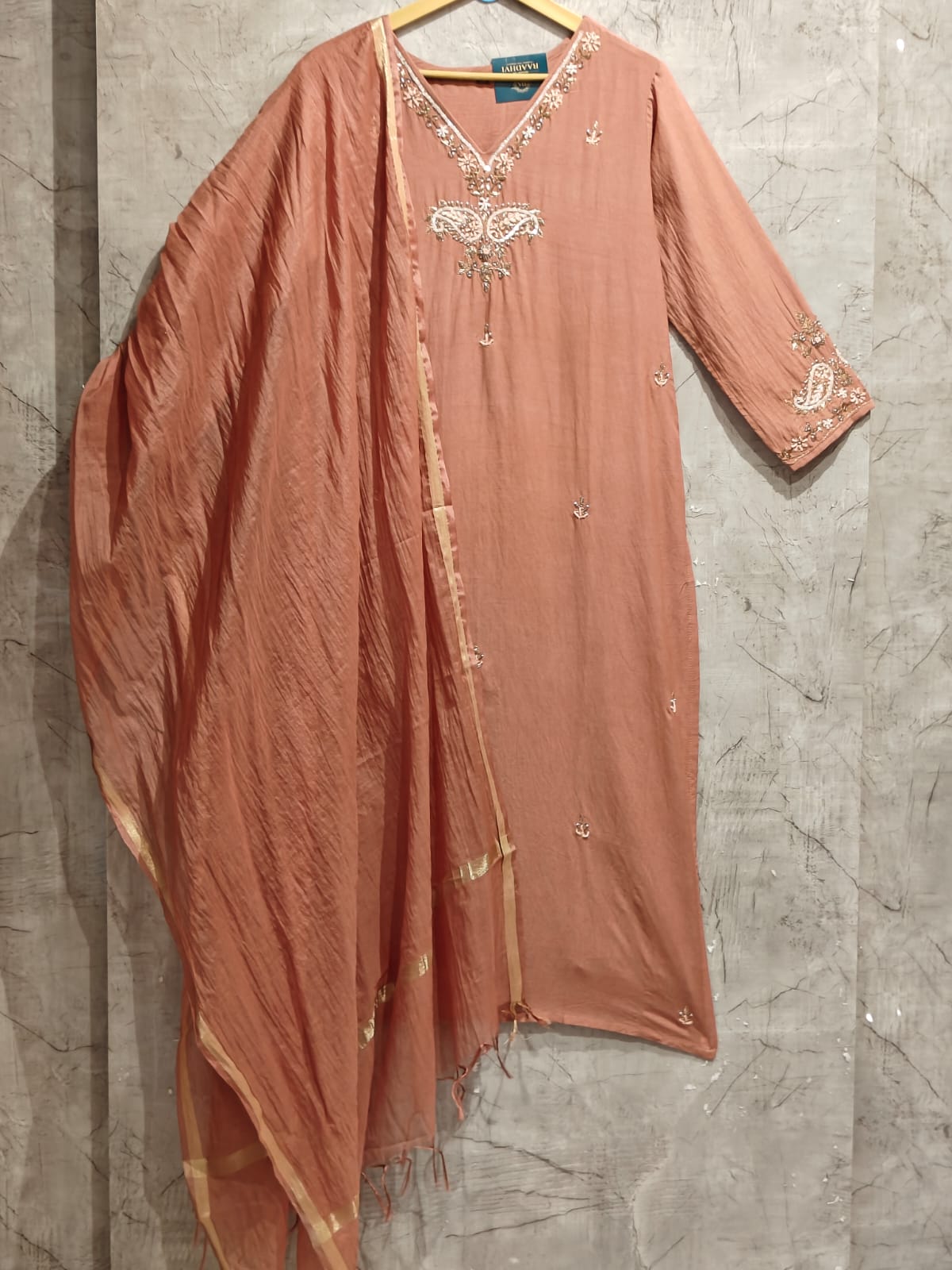 Chocolate Brown embroidry krutha set