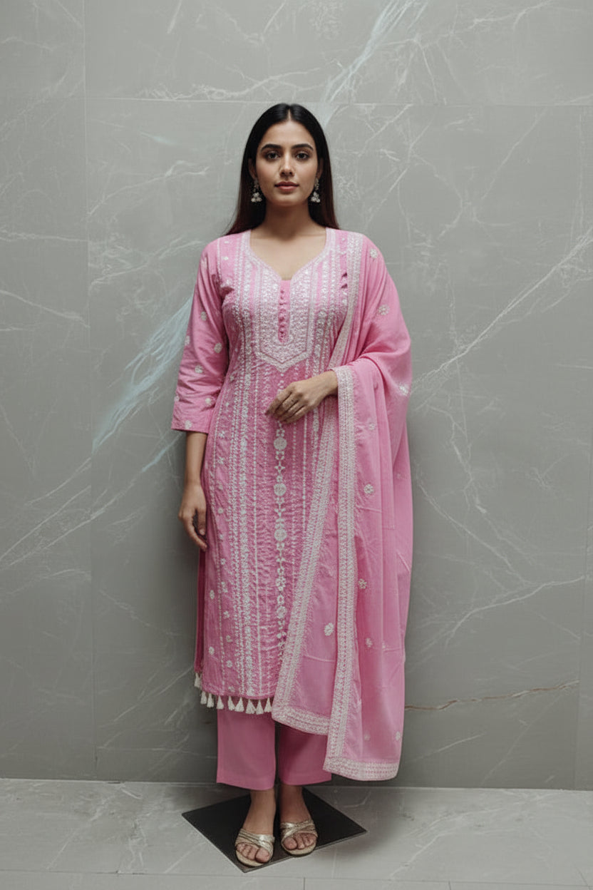 Pink Cotton Hakkoba Work Airline Kurtha 459