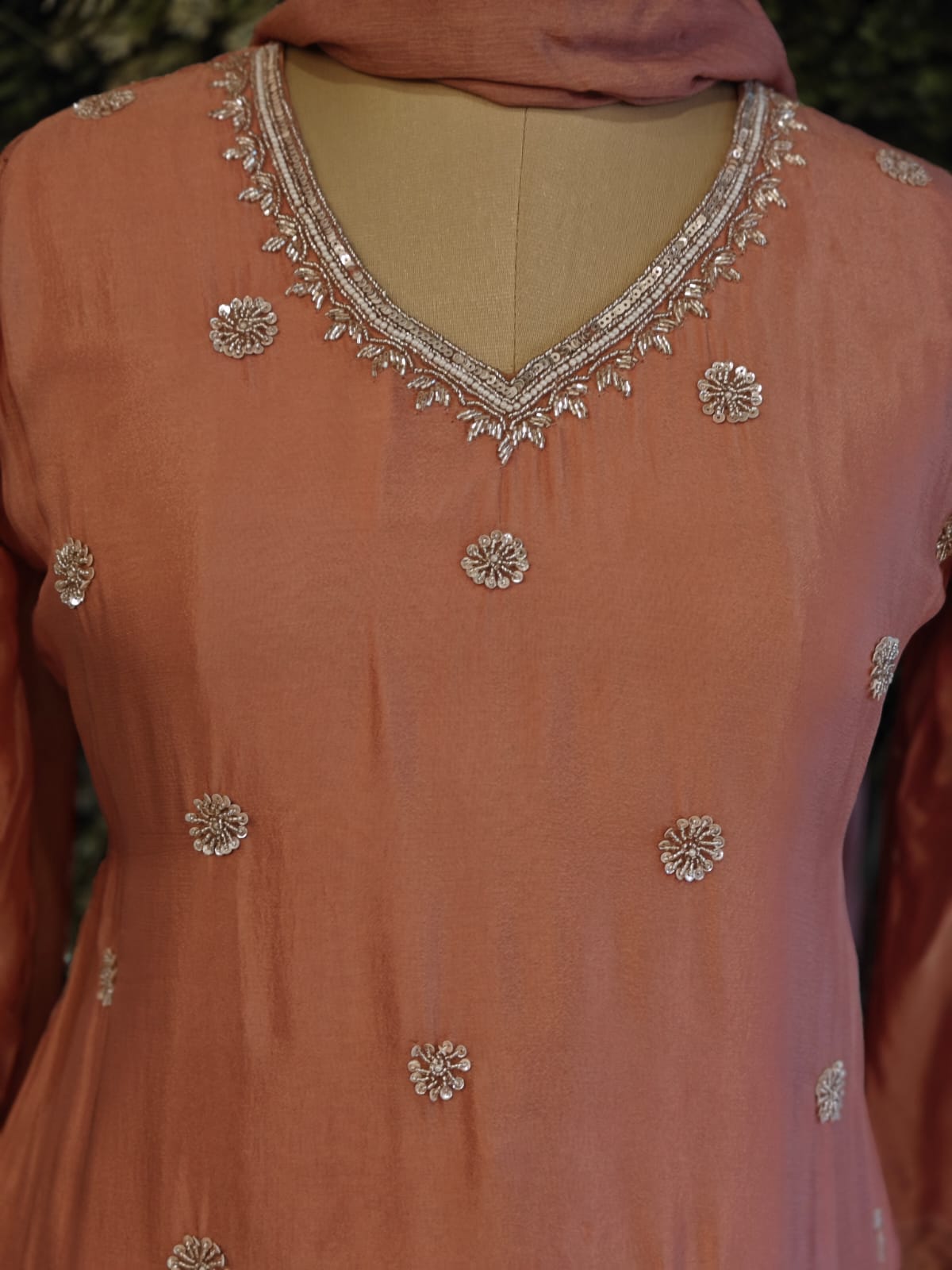 Onion pink Chinnon Hand Embroidery Sharara Kurtha 301