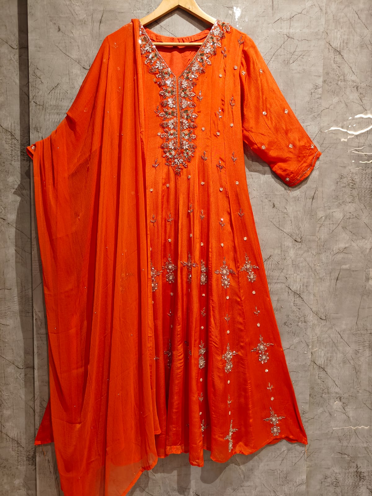 Anarkali Chinnon Hand Embroidery Kurtha 567