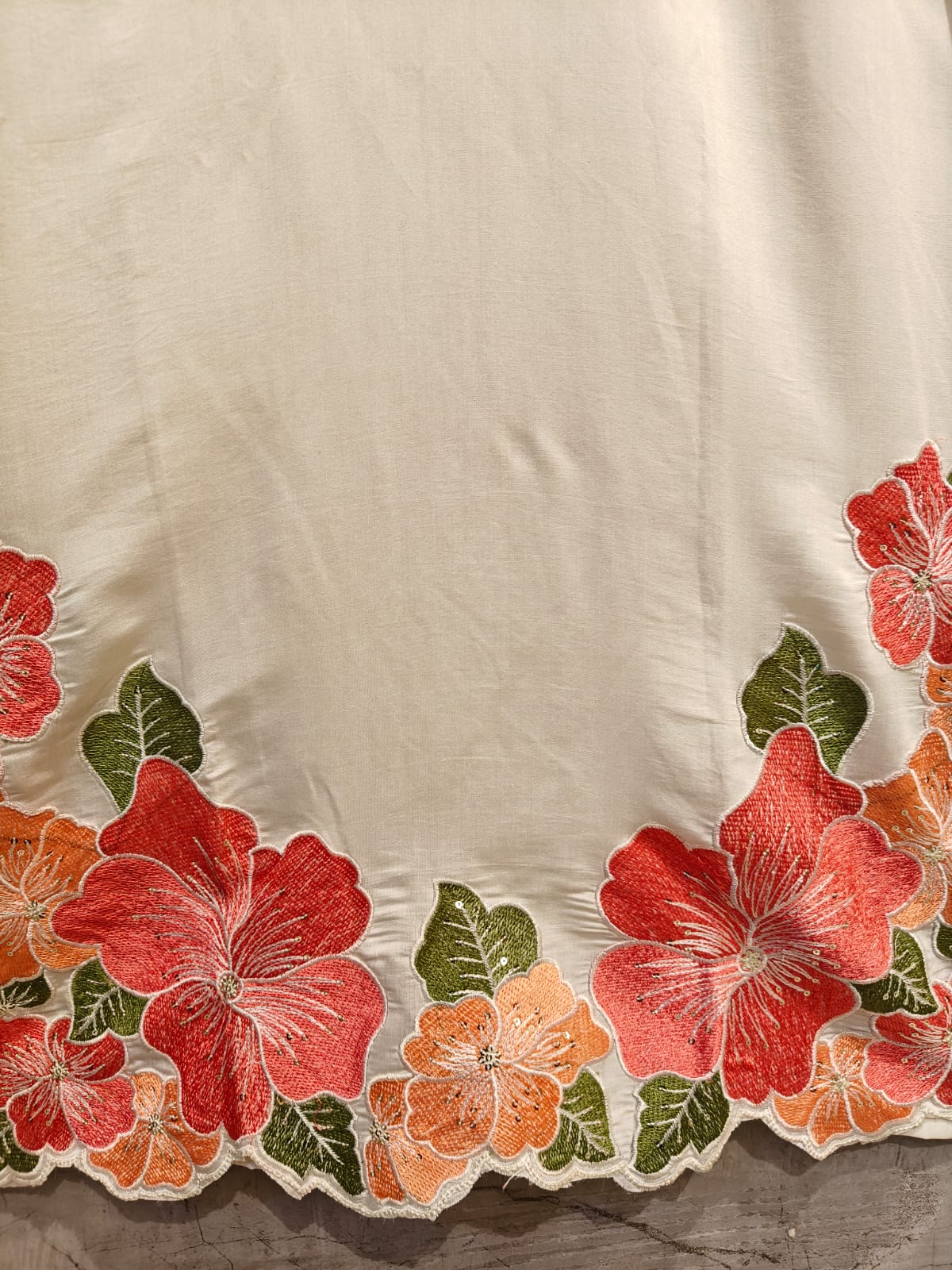 White  Cotton Kalamkari Print Anarkali Kurtha 389