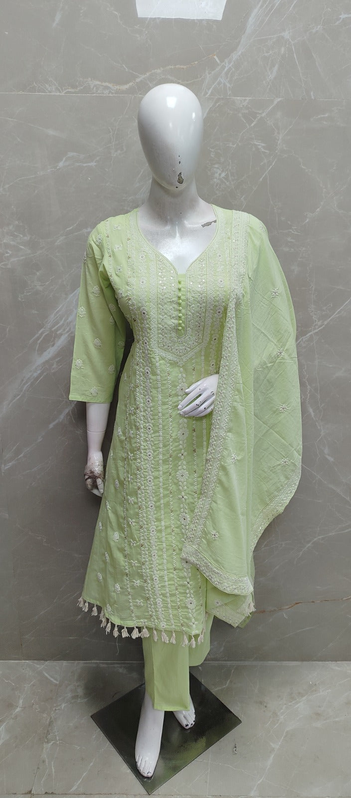 Pista Green Cotton Hakkoba Work Airline Kurtha 459