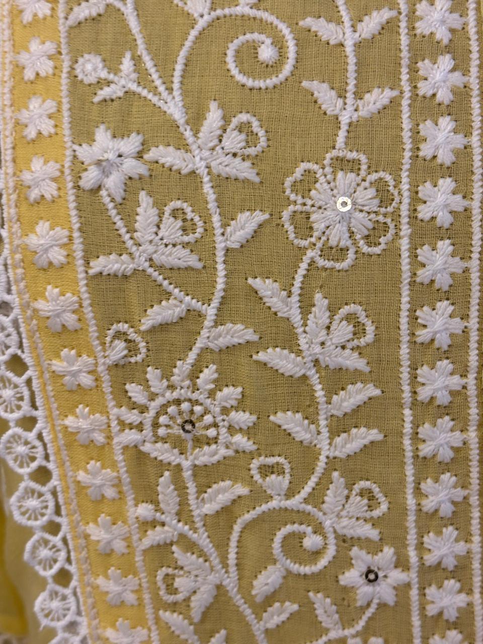 Lemon Yellow designer Hakkoba chicken curry work Anarkali Kurtha 459