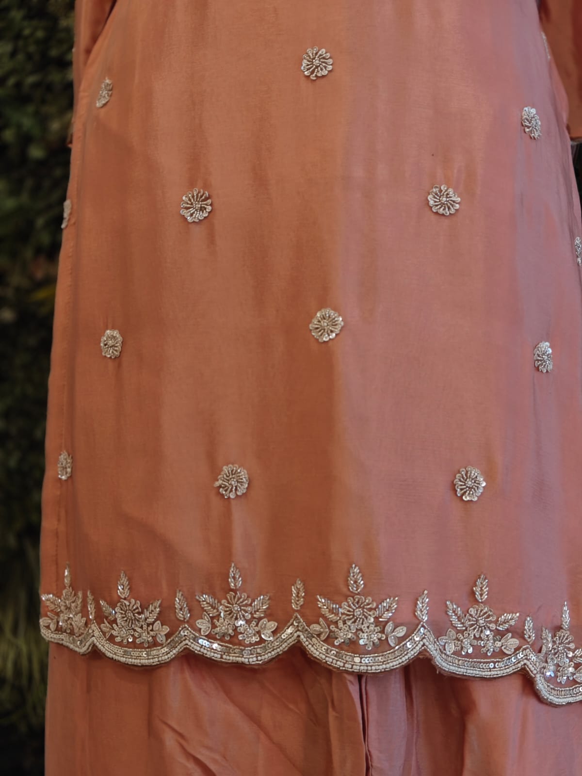 Onion pink Chinnon Hand Embroidery Sharara Kurtha 301