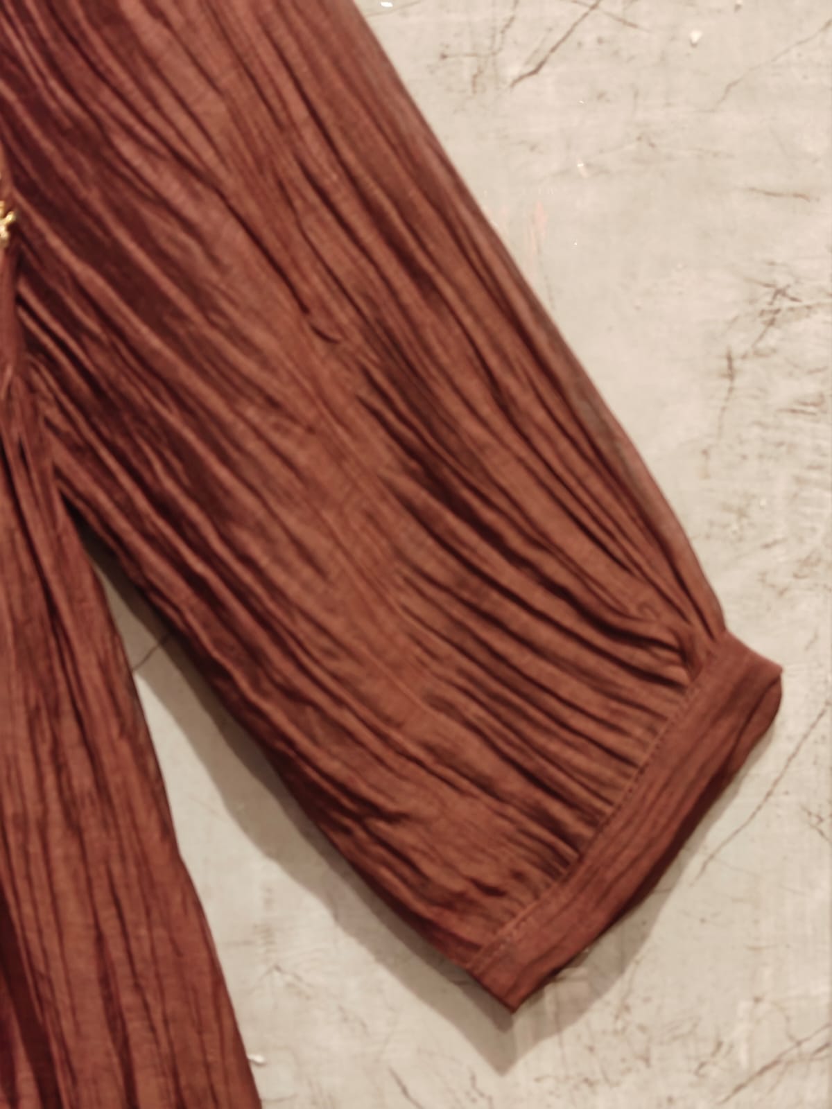 “Pani" Brown Mul Chanderi Silk Anarkali Handwork Kurtha 326