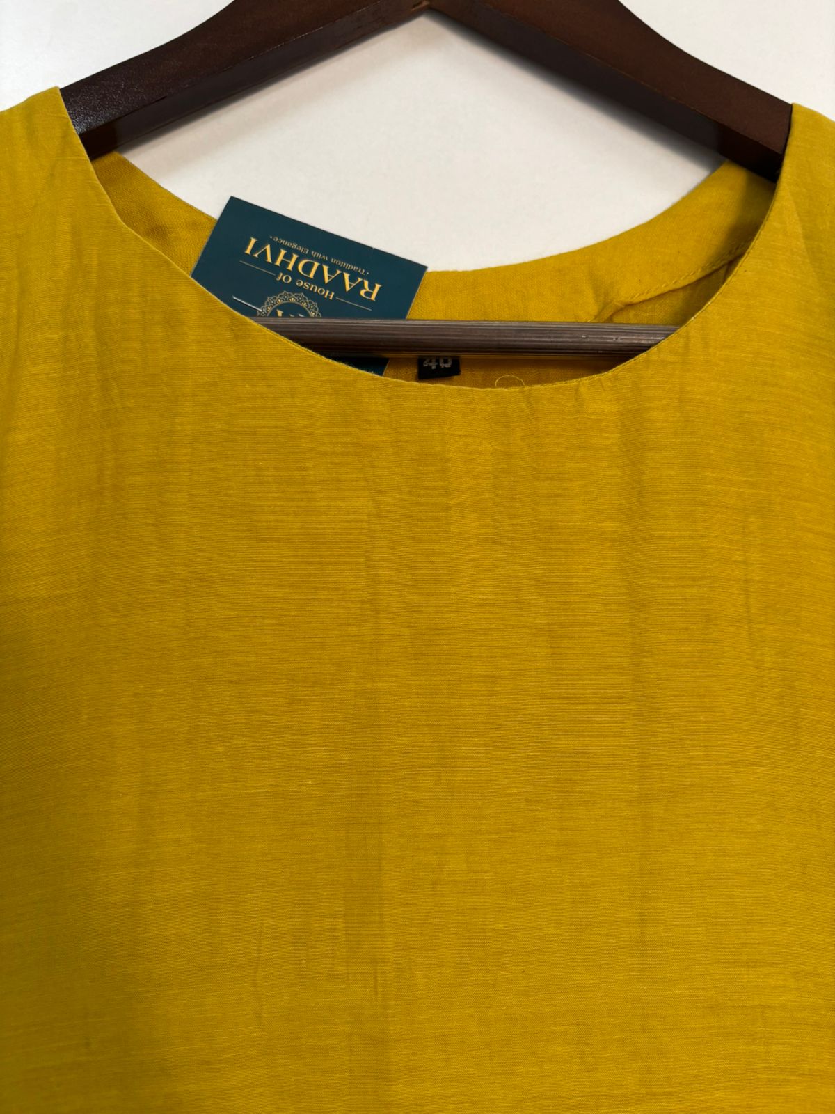 Yellow Mul Chanderi Thread Embroidery Airline Kurtha 483