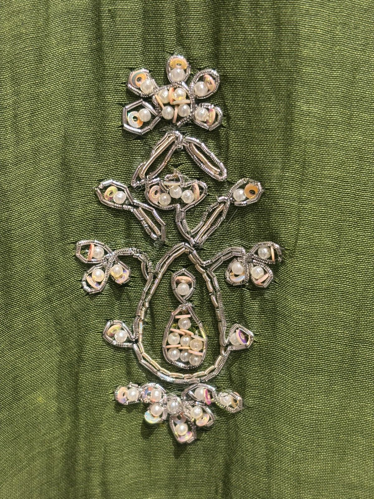 Green Mul Chanderi Hand Embroidery Anarkali Kurtha 999
