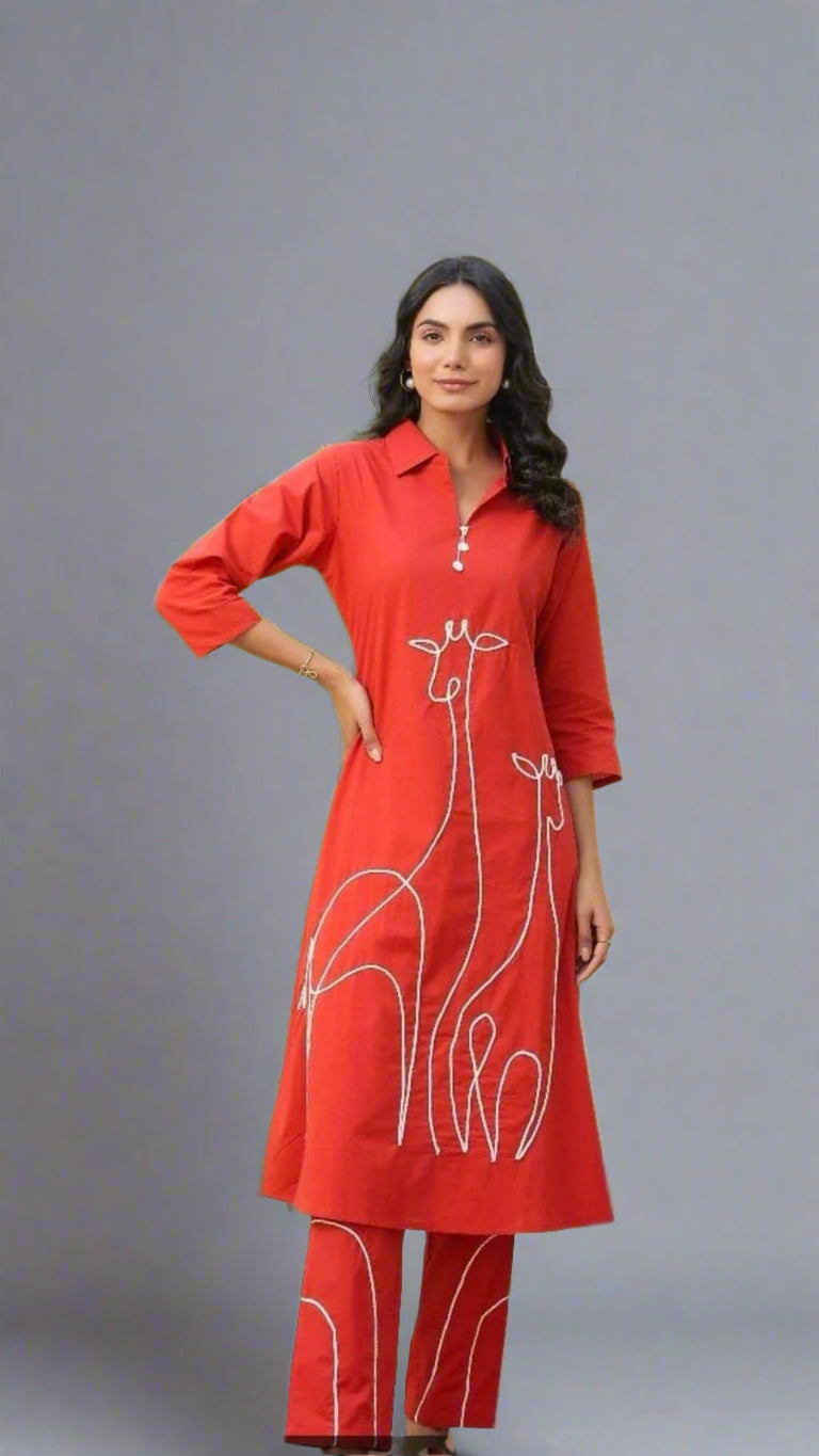 Orange Cotton Thread Embroidery Cord Set