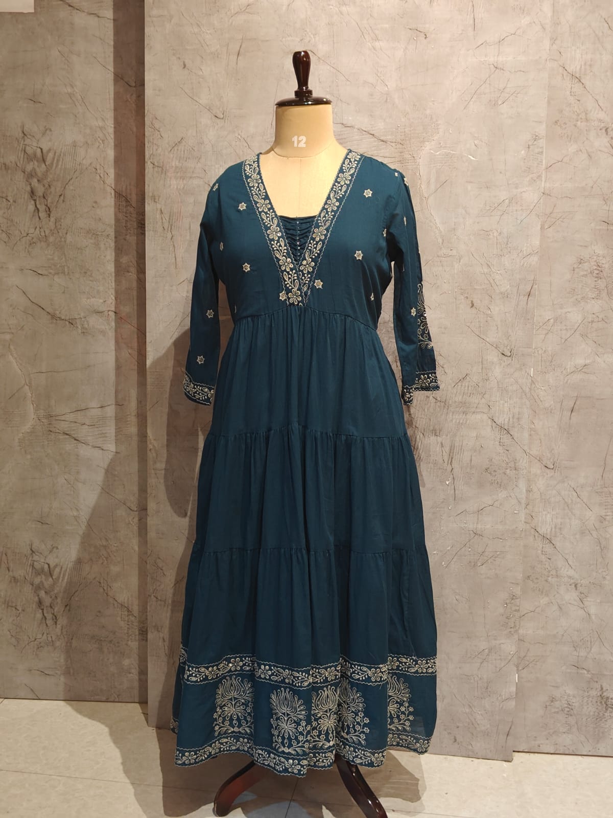 Navy Blue Cotton Thread Embroiedry Anarkali  Kurtha