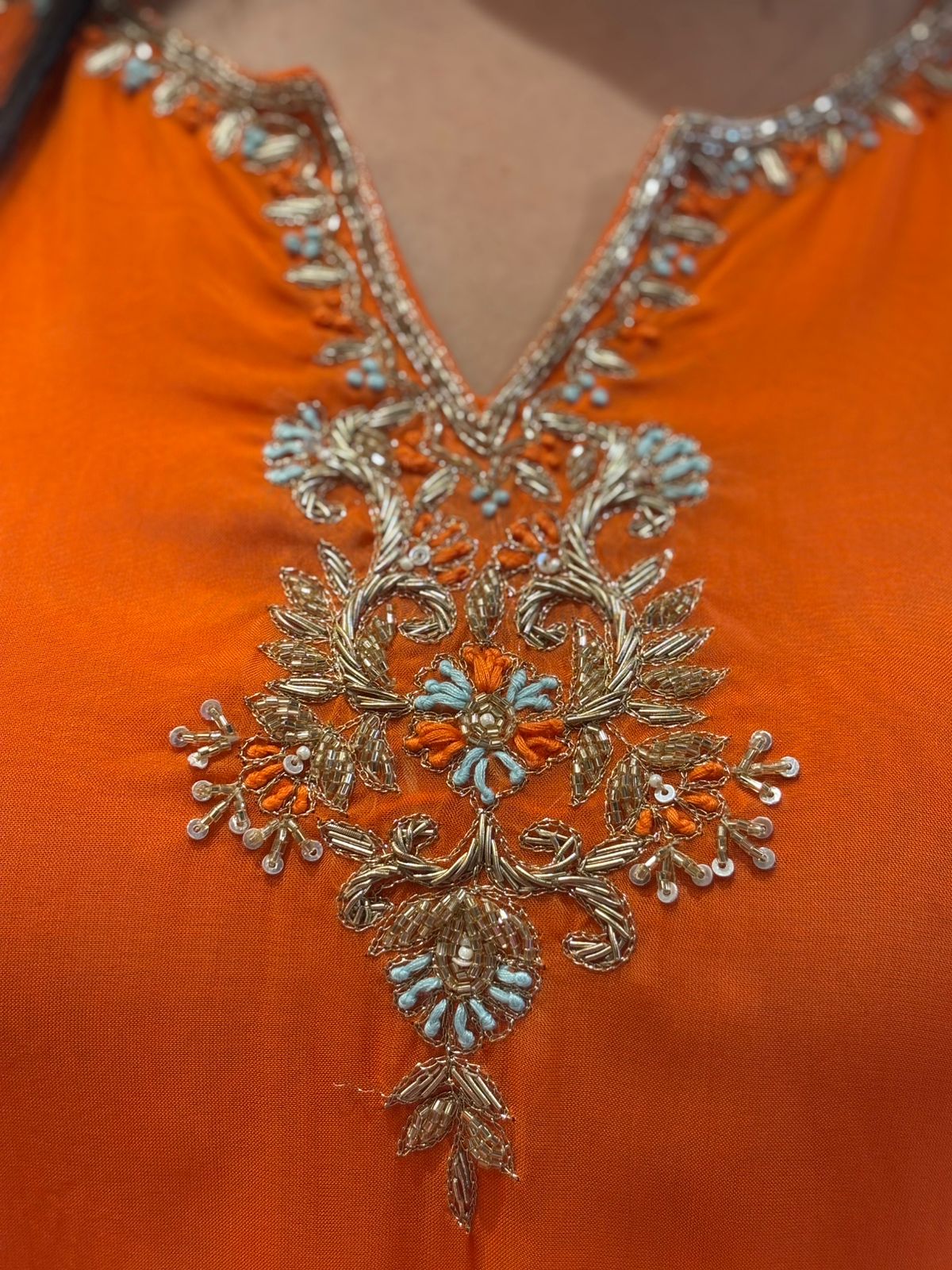 “Pani" Red Pure Organza Airline Kurtha 424