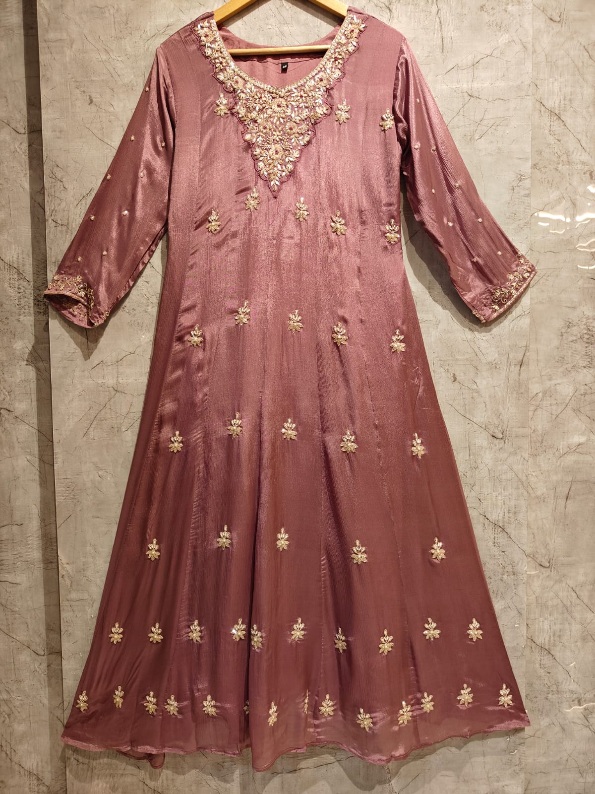Anarkali Chinnon Hand Embroidery Kurtha 567