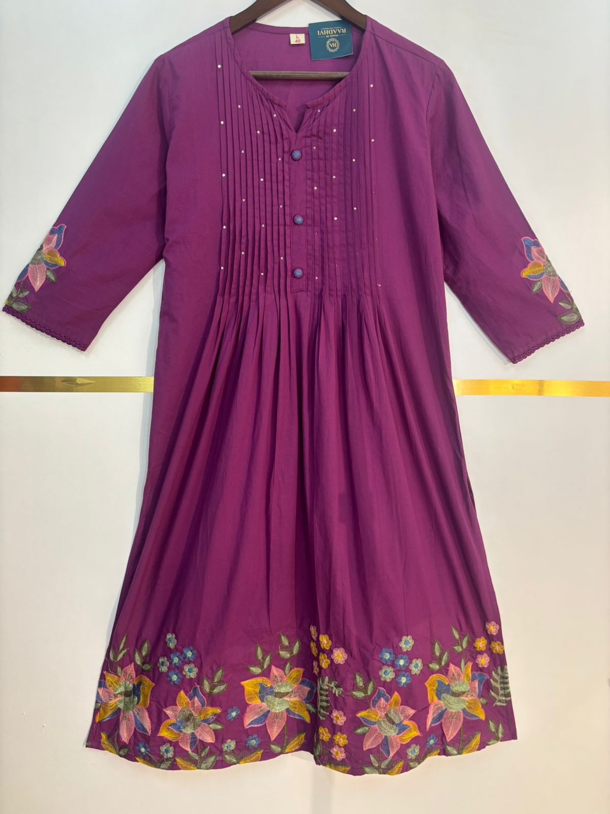 Purple Mul Cotton Anarkali Kurtha 347