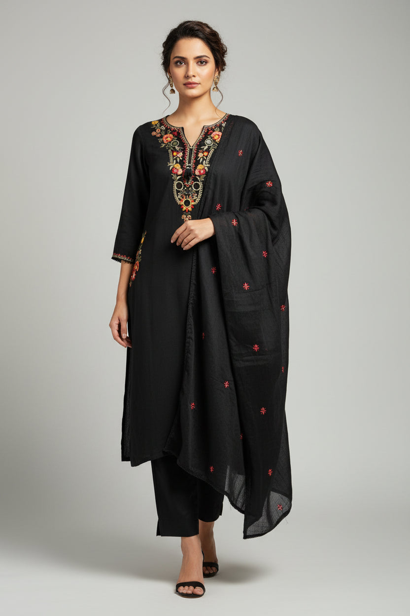 Black  Cotton Anarkali Kurtha  151