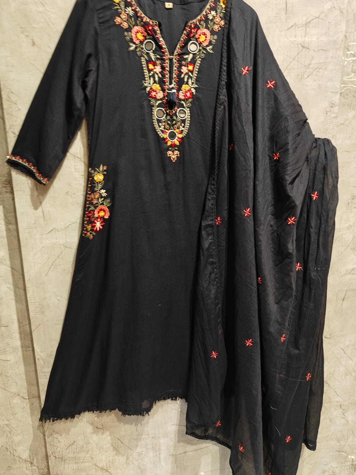 Black  Cotton Anarkali Kurtha  151