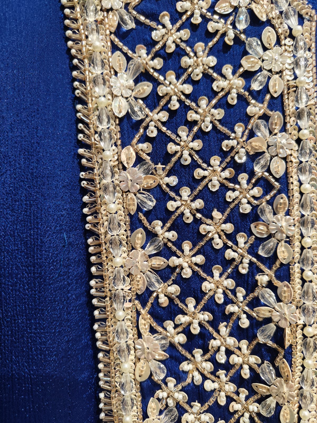 Royal blue Anarkali Chinnon handwork party ware Kurtha 567