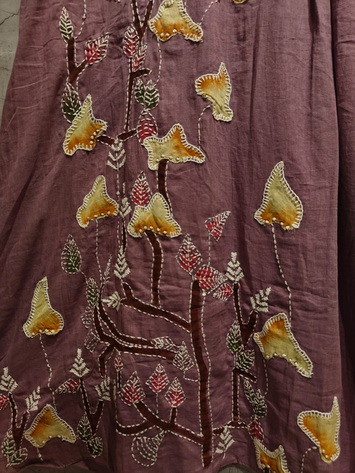 Lavender Cotton Thread Embroidery Airline Kurtha 205