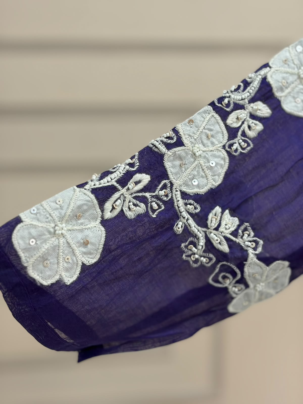 Purple Mul Chanderi Thread Embroidery A Line Kurtha 898