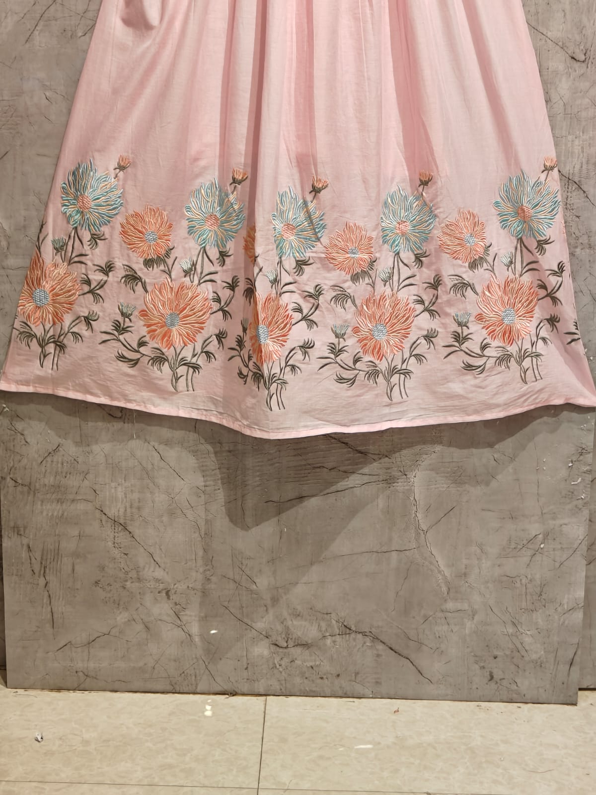 "Sana" Baby Pink Soft Mul Cotton in Boutique style embroidery 3pcs Kurtha suit