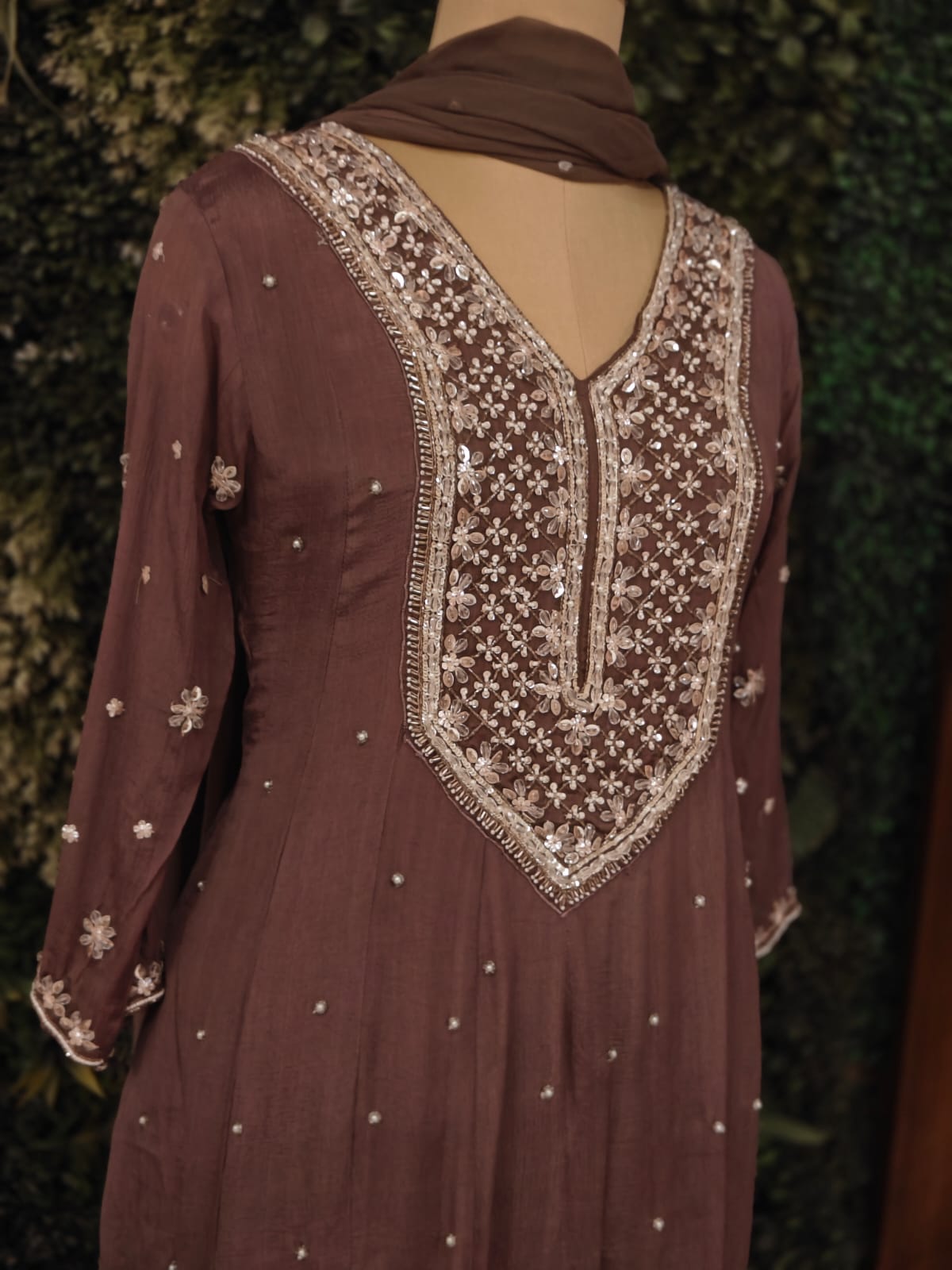Mof Anarkali chinnon handwork party ware Kurtha 567
