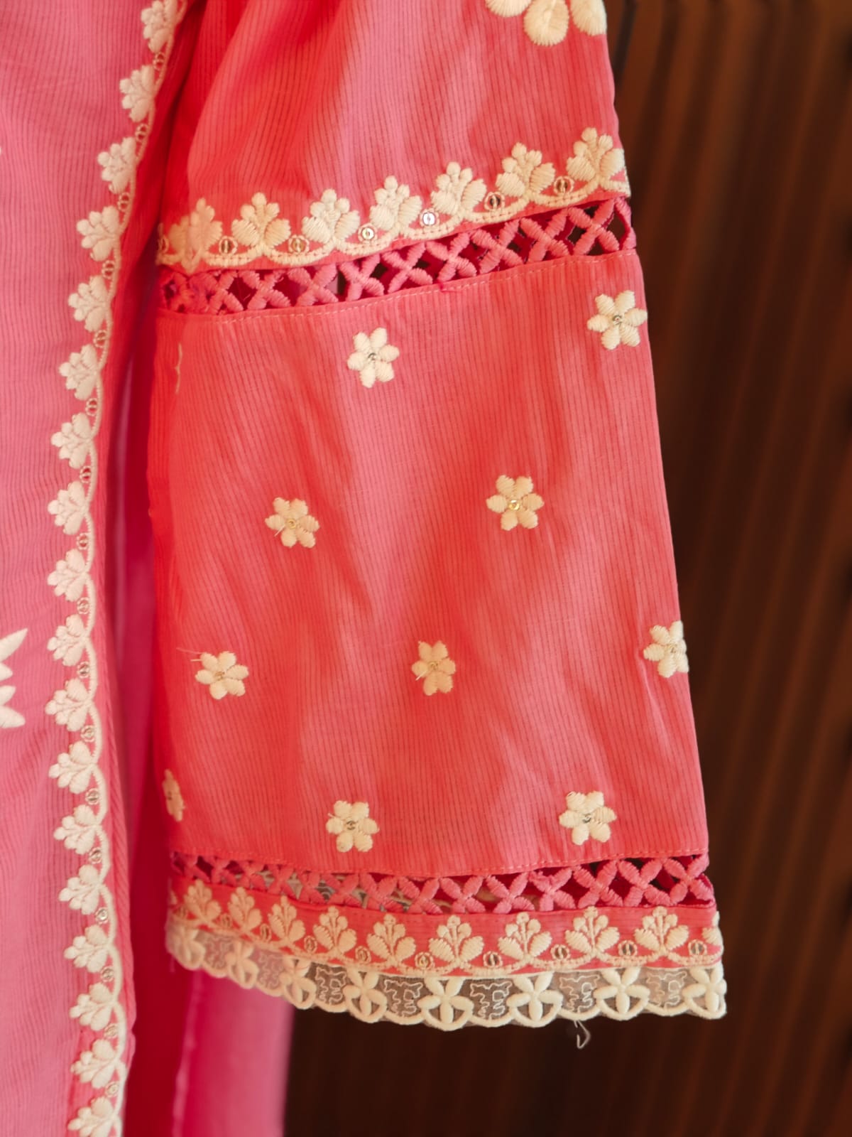 Pink Mul Cotton  Chikankari Work Straight Fit Kurtha 196