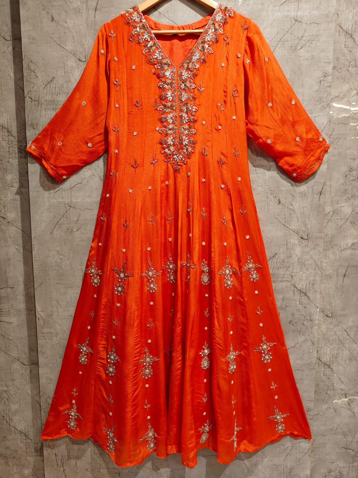 Anarkali Chinnon Hand Embroidery Kurtha 567