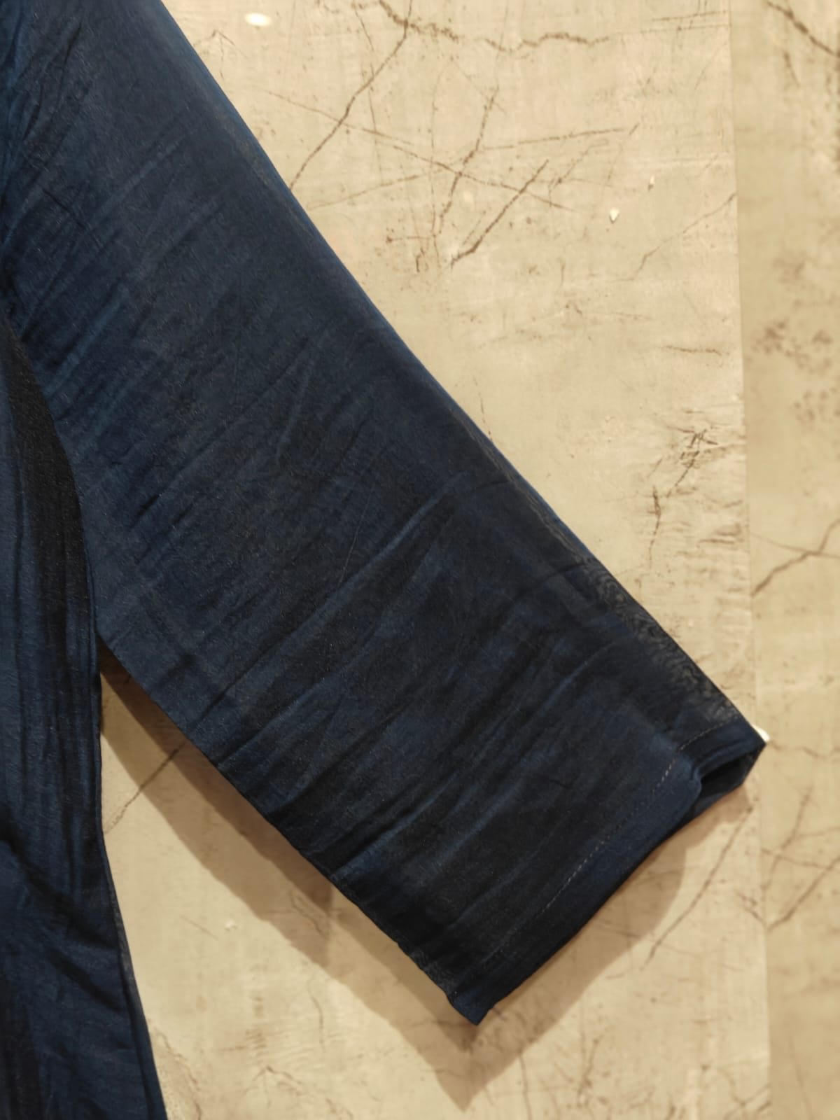 Navy Blue Mul Chanderi hand painted kurtha 203