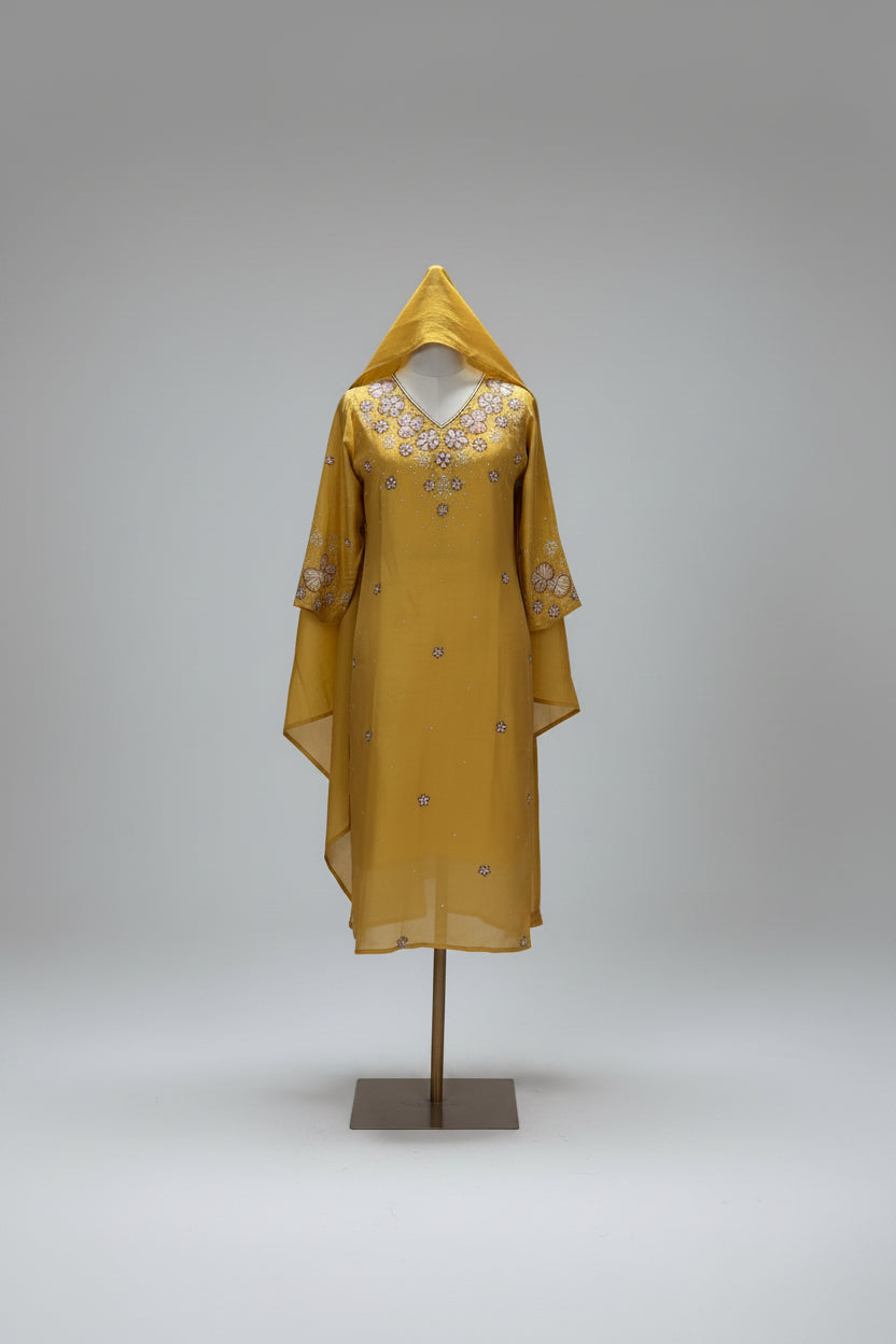 Gold (Yellow) shimmer party wear Kurtha suit set 114