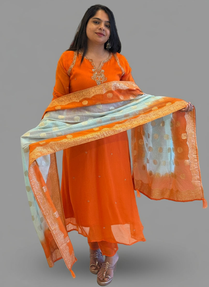 “Pani" Red Pure Organza Airline Kurtha 424