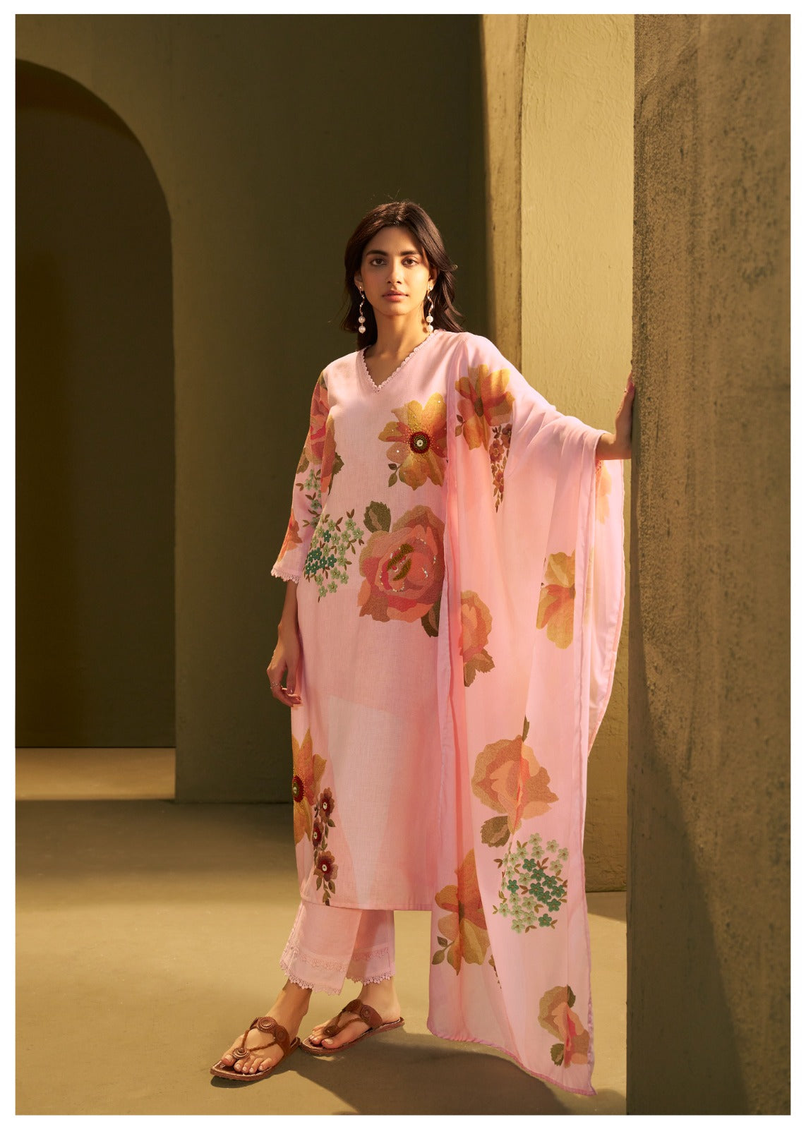 Yellow Cotton Hakoba Anarkali Kurtha  151