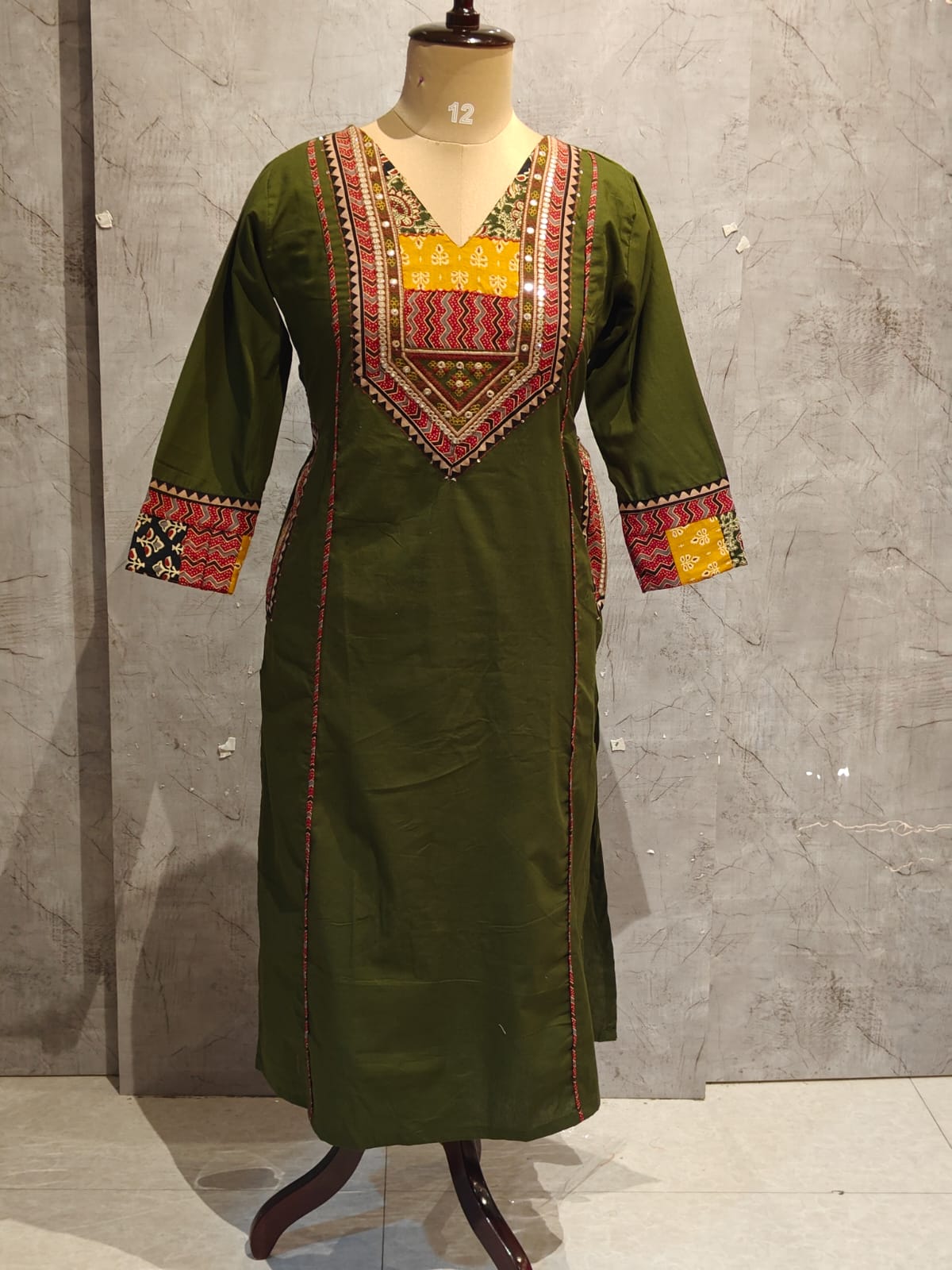 Green Cotton Anarkali Kurtha  151
