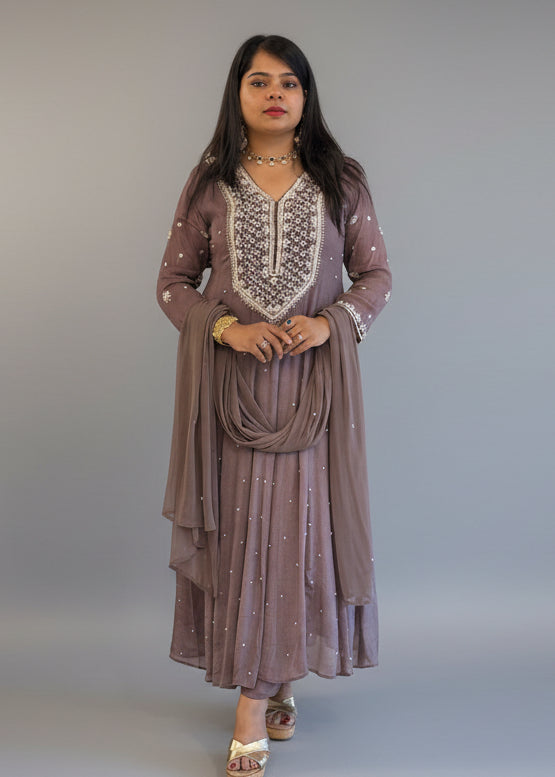 Mof Anarkali chinnon handwork party ware Kurtha 567