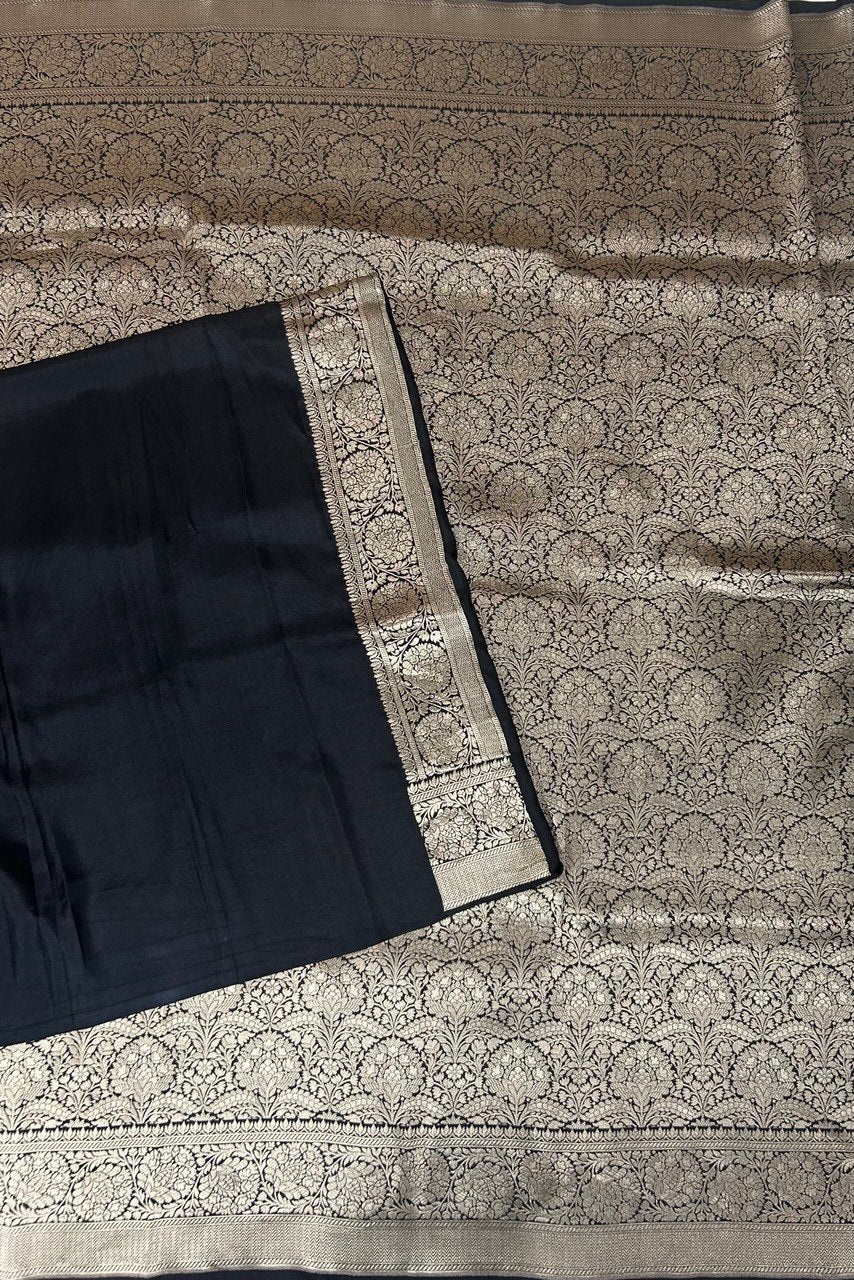 Black brocade pure banaras kathan exclusive silk saree