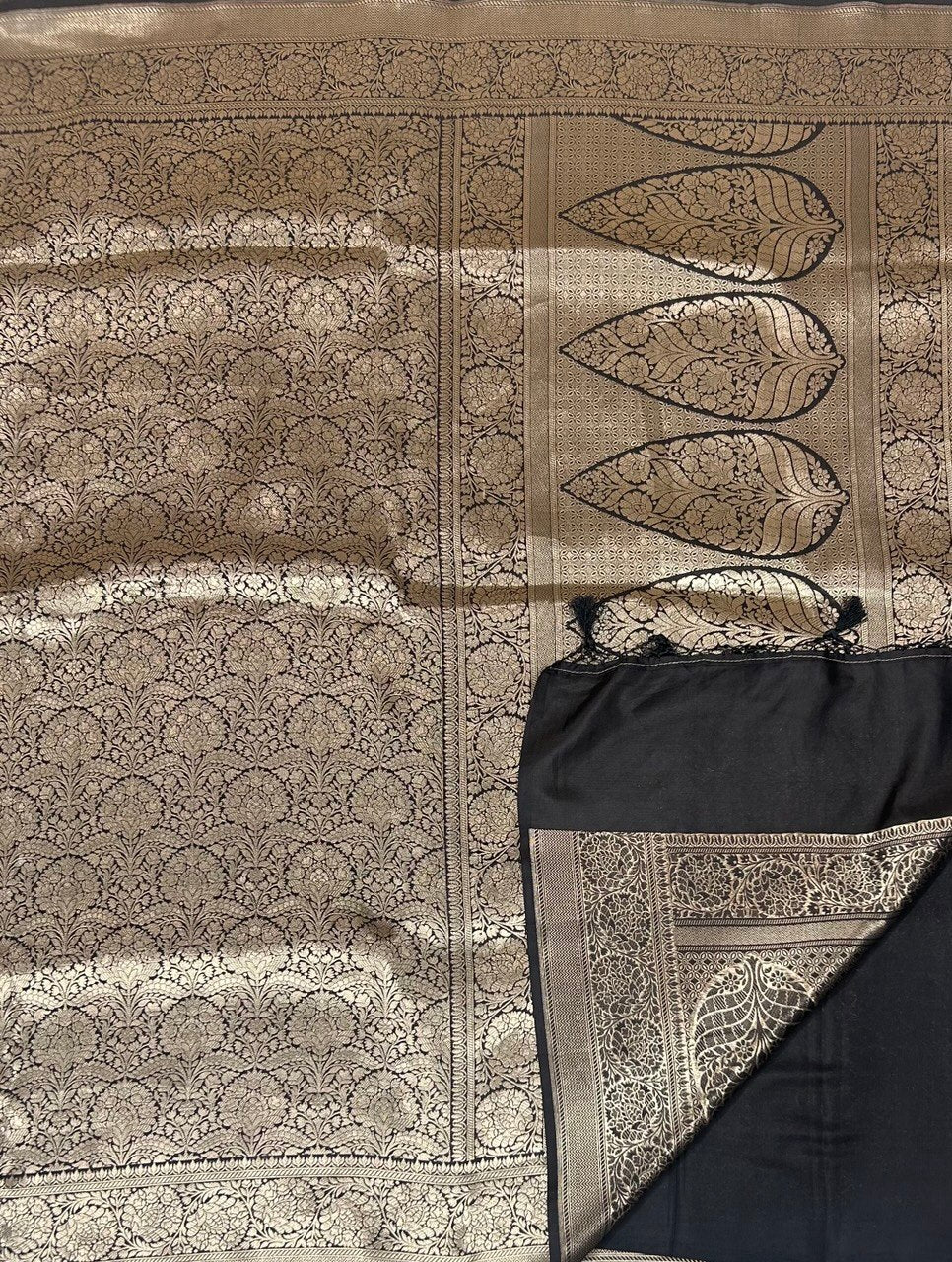 Black brocade pure banaras kathan exclusive silk saree