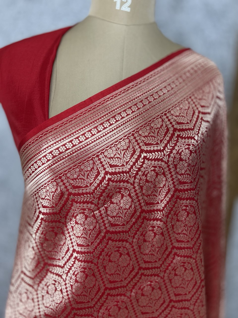 Red brocade pure banaras kathan exclusive silk saree