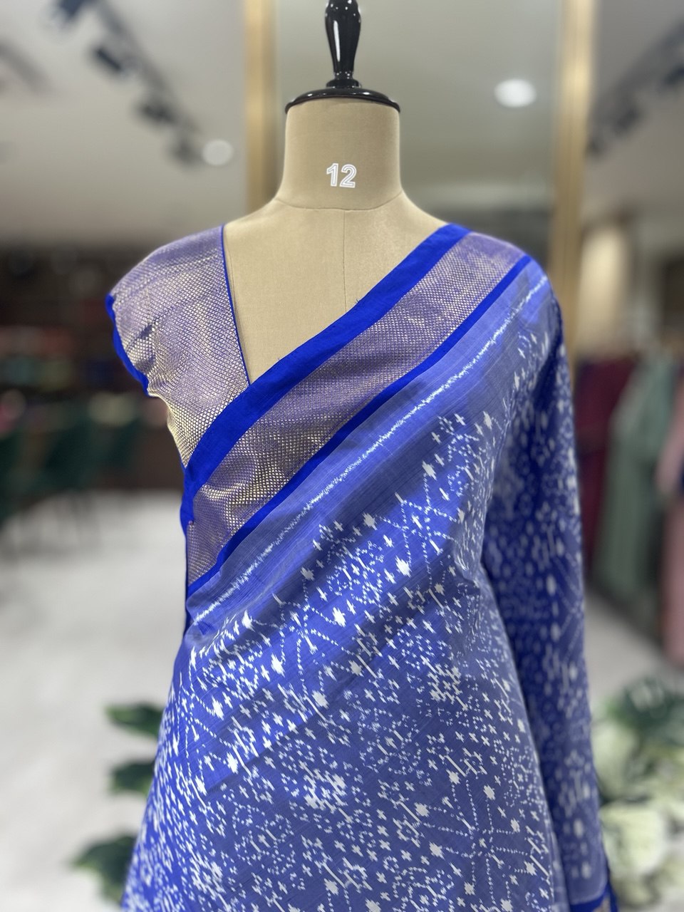 Pastel blueikkat pochampally-12 pure silk saree