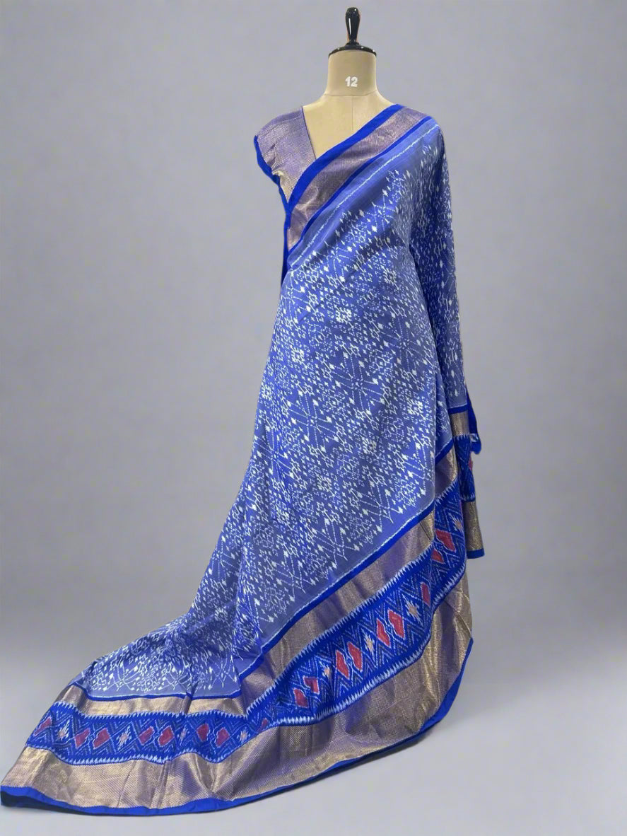 Pastel blue ikkat pochampalli-08 pure silk saree