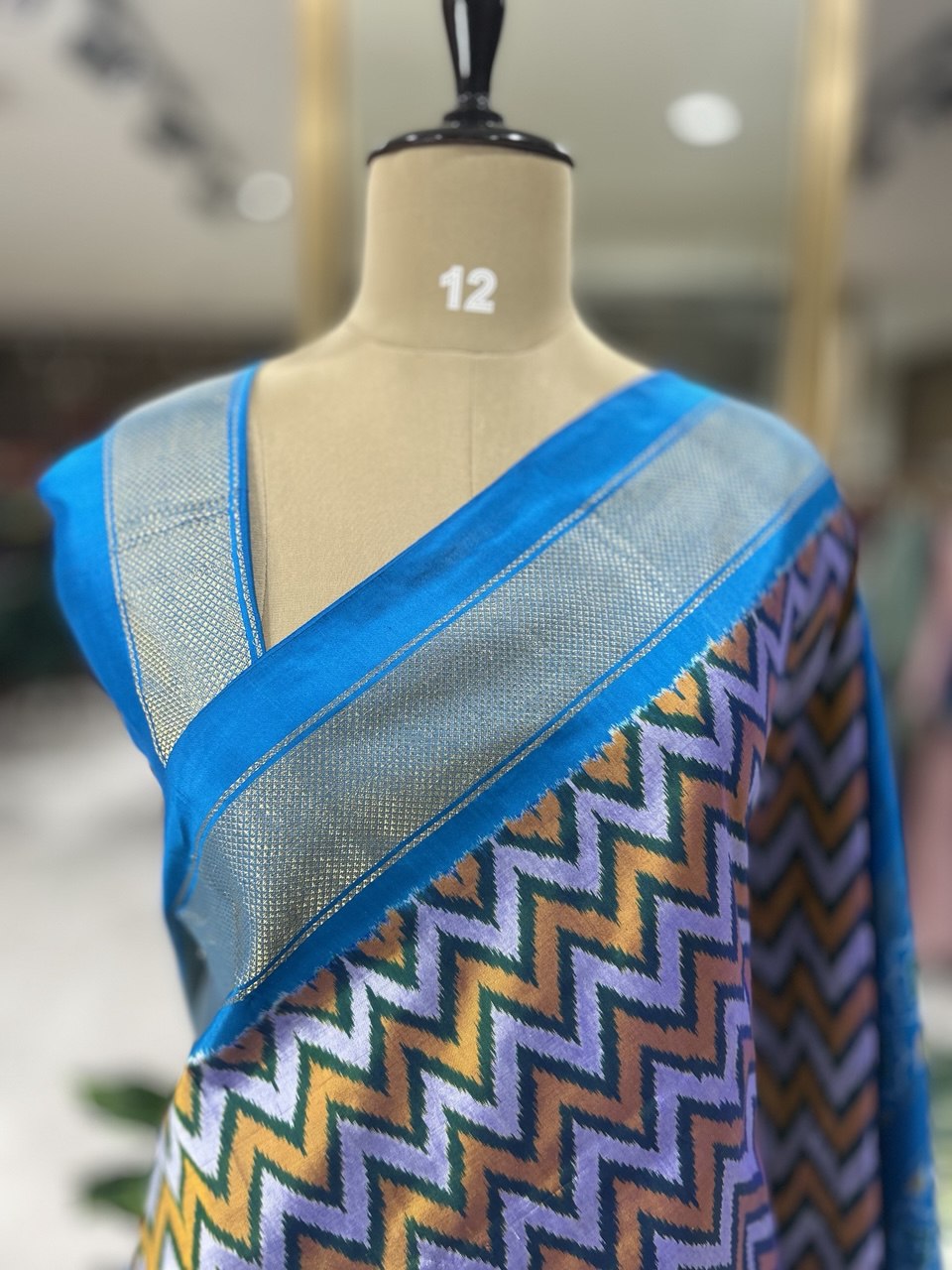 Multicolour ikkat Pochampally-12 pure silk saree