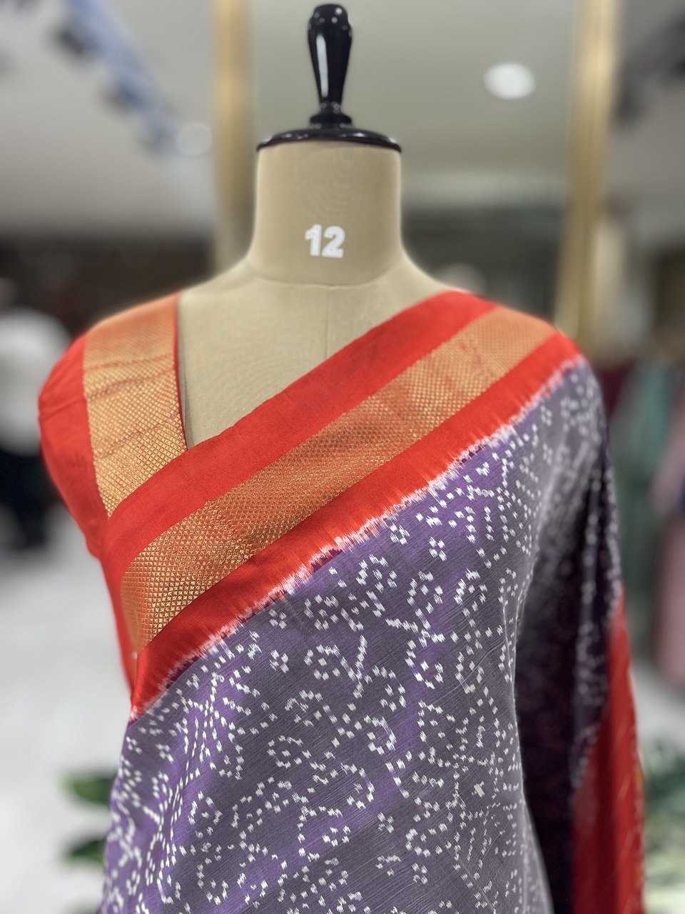 Light purple ikkat pochampalli-12 pure silk saree
