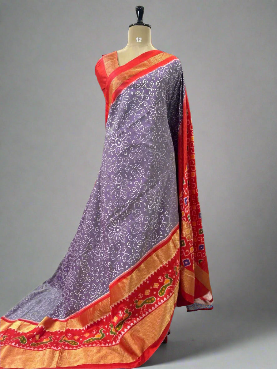 Light purple ikkat pochampalli-08 pure silk saree