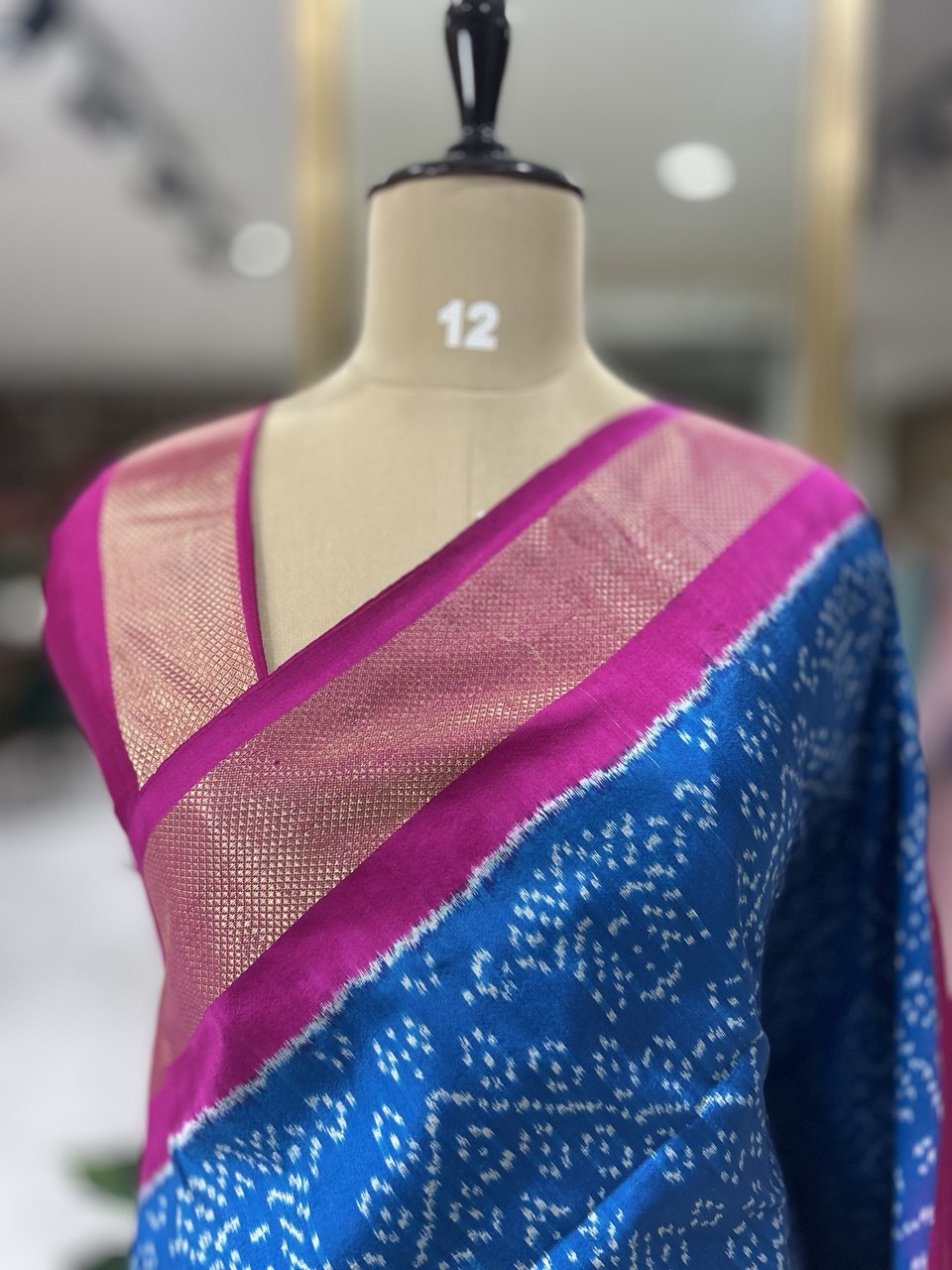 Blue ikkat pochampalli-08 pure silk saree