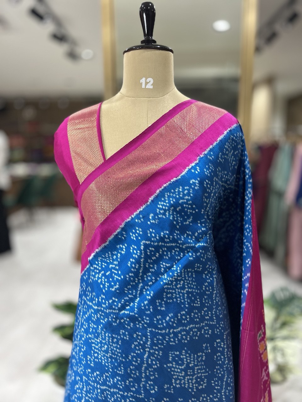 Blue ikkat pochampalli-08 pure silk saree